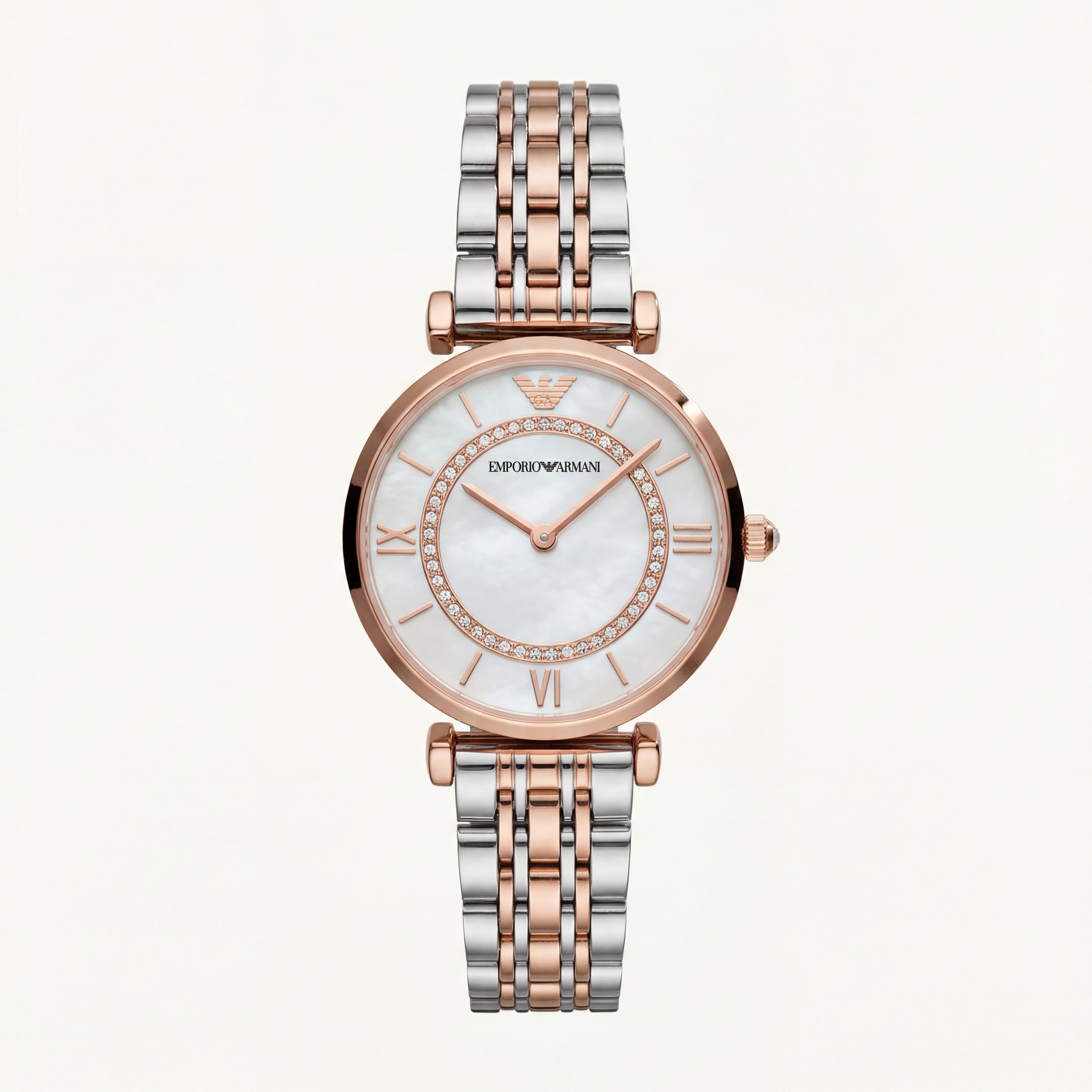 Pearl Halo Crystal Watch – Two-Tone Rose Edition
