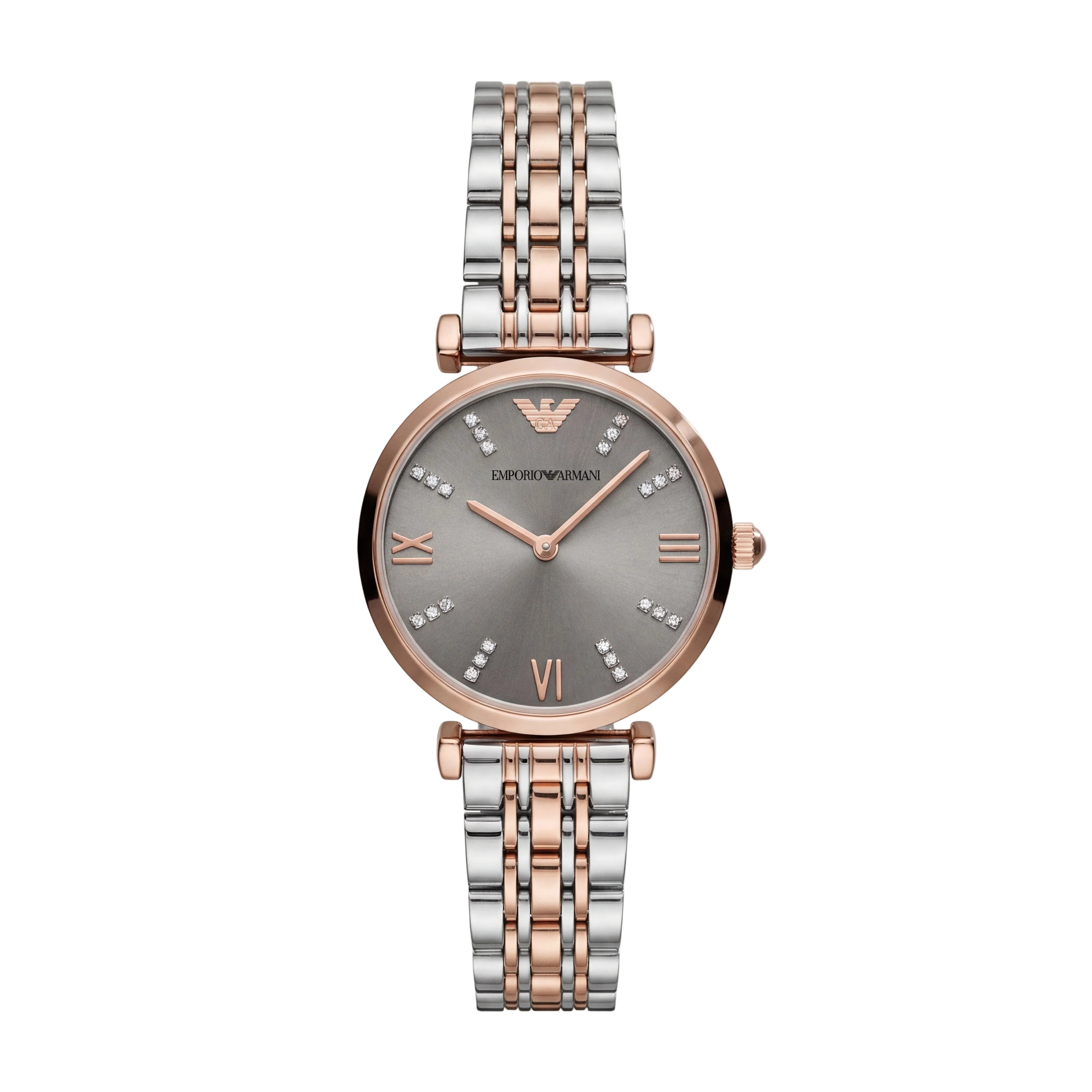 Grey Radiance Crystal Watch – Two-Tone Rose Edition