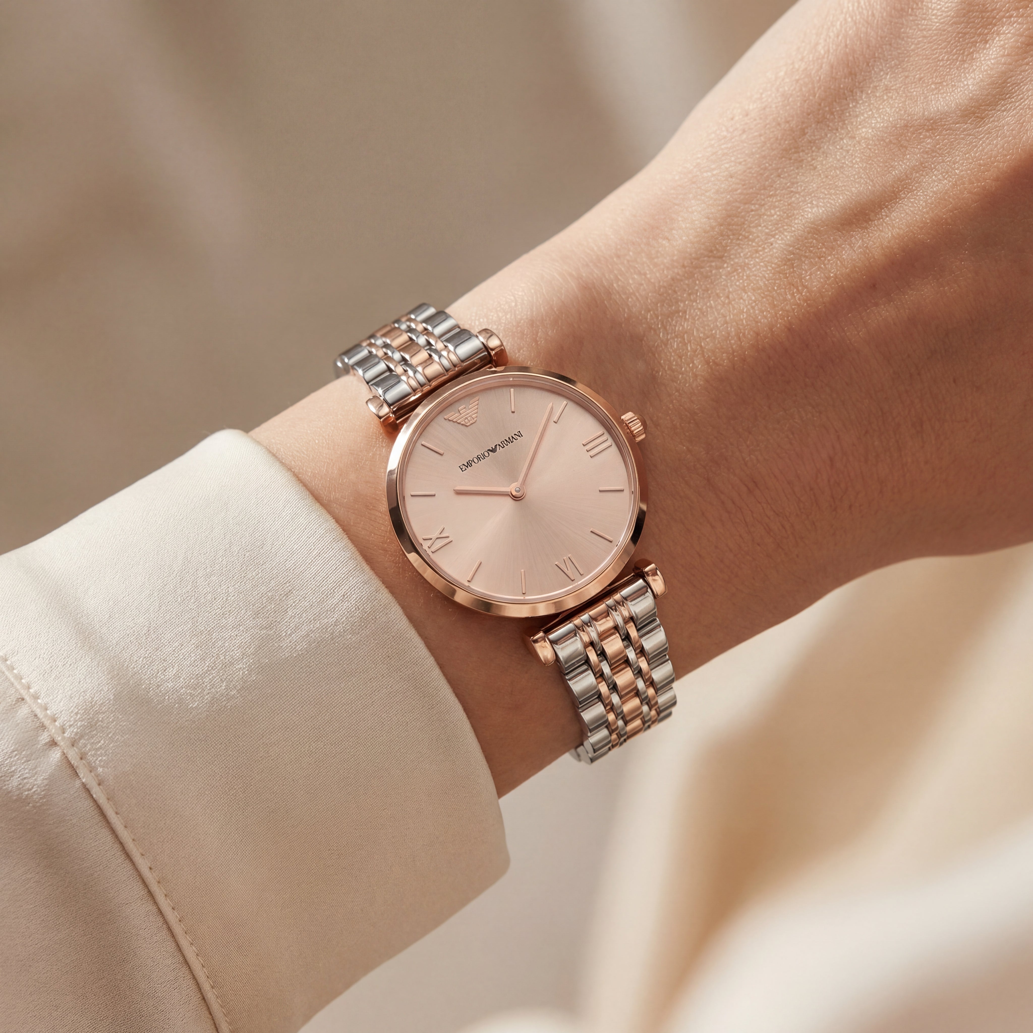 Blush Harmony Minimal Watch – Two-Tone Rose Edition