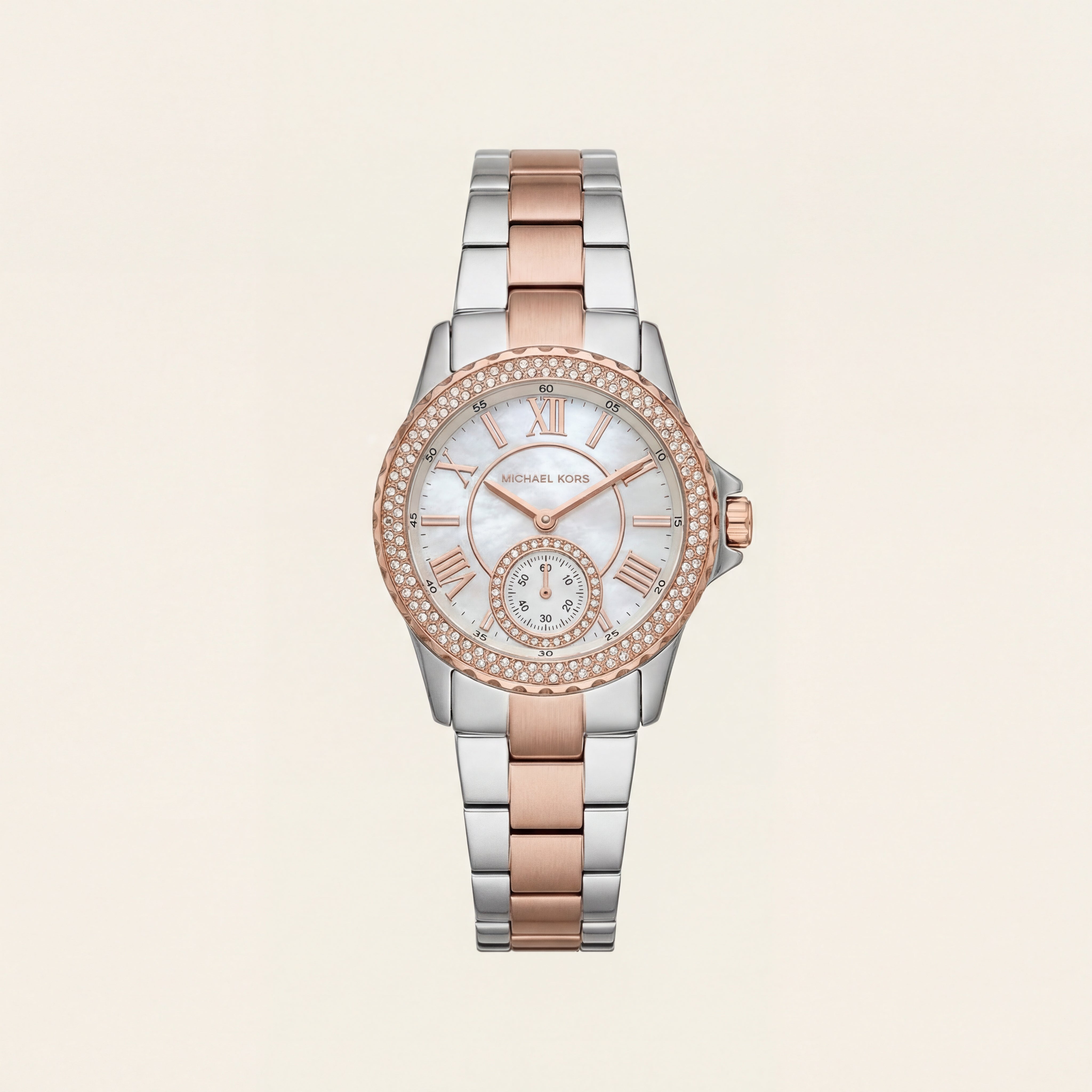 Celeste Radiance Crystal Watch – Two-Tone Rose Edition