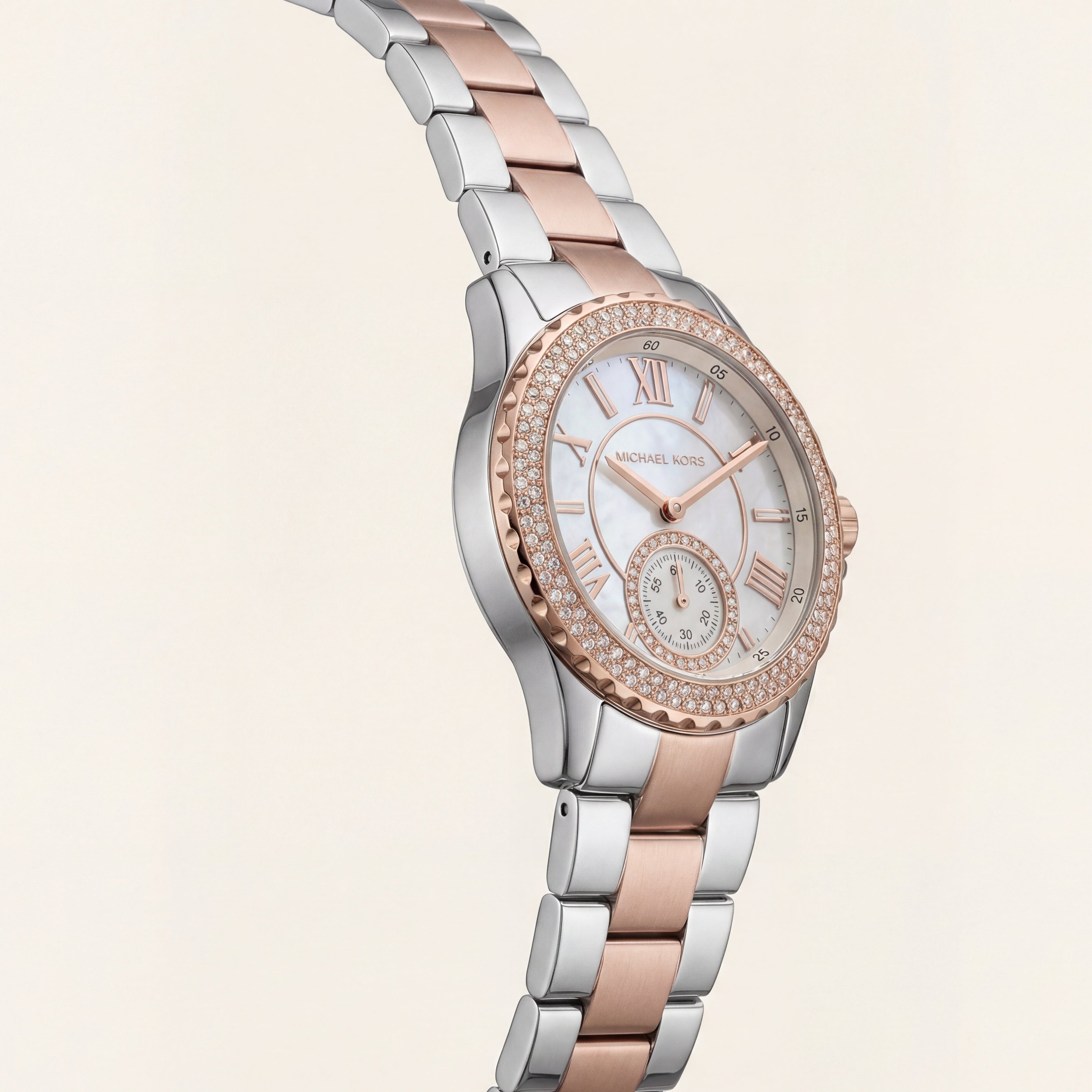 Celeste Radiance Crystal Watch – Two-Tone Rose Edition