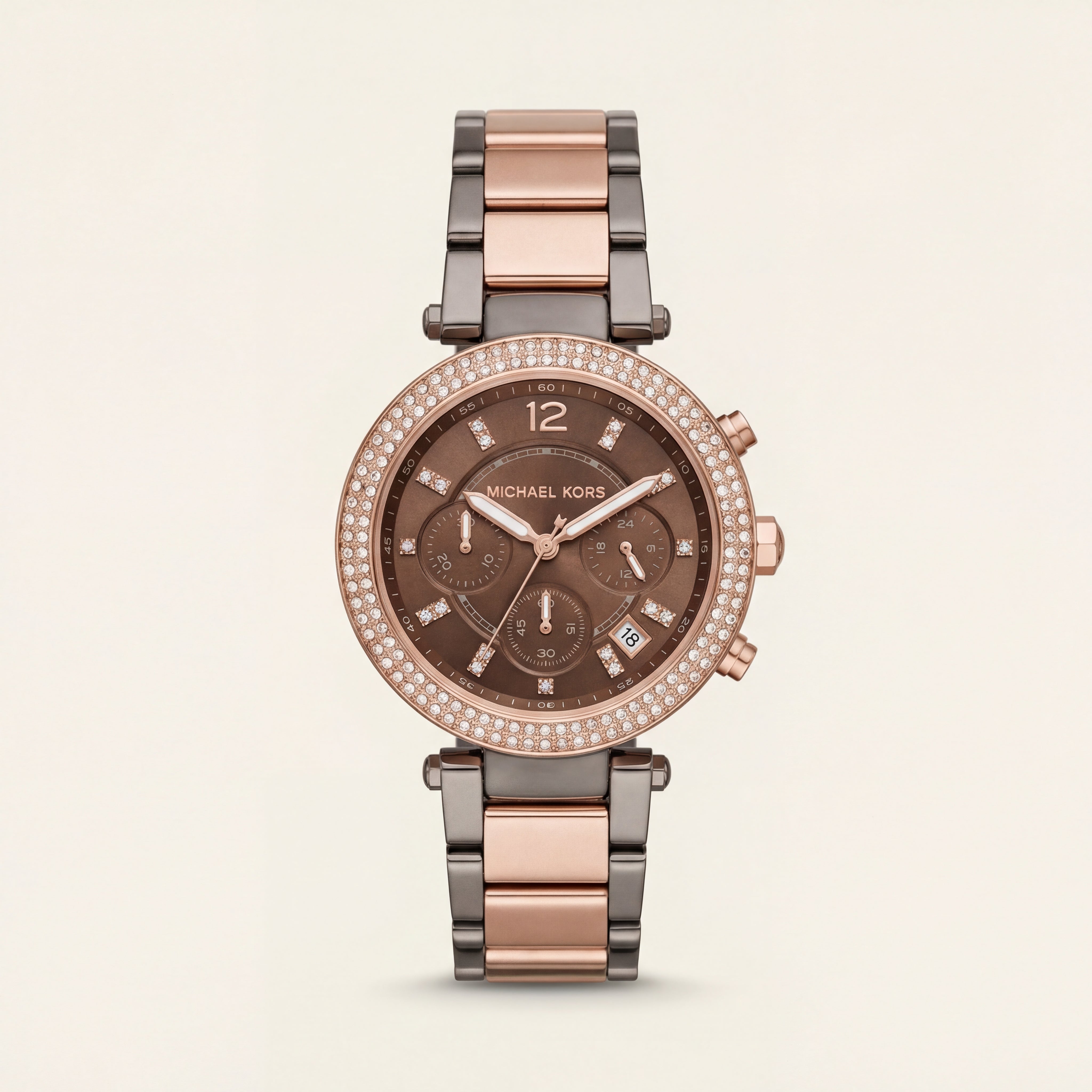 Mocha Rose Two-Tone Crystal Chronograph – Luxe Signature Edition