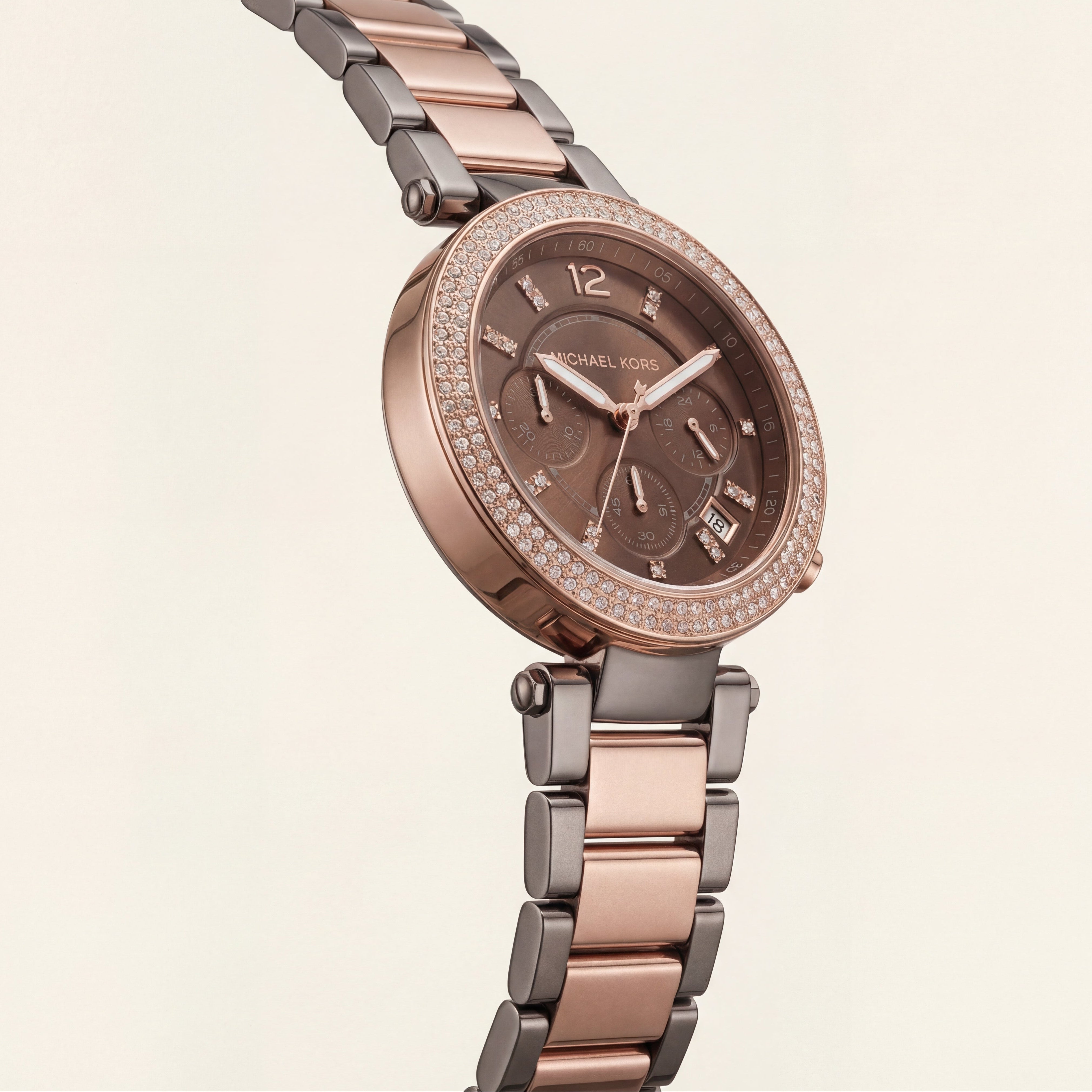 Mocha Rose Two-Tone Crystal Chronograph – Luxe Signature Edition