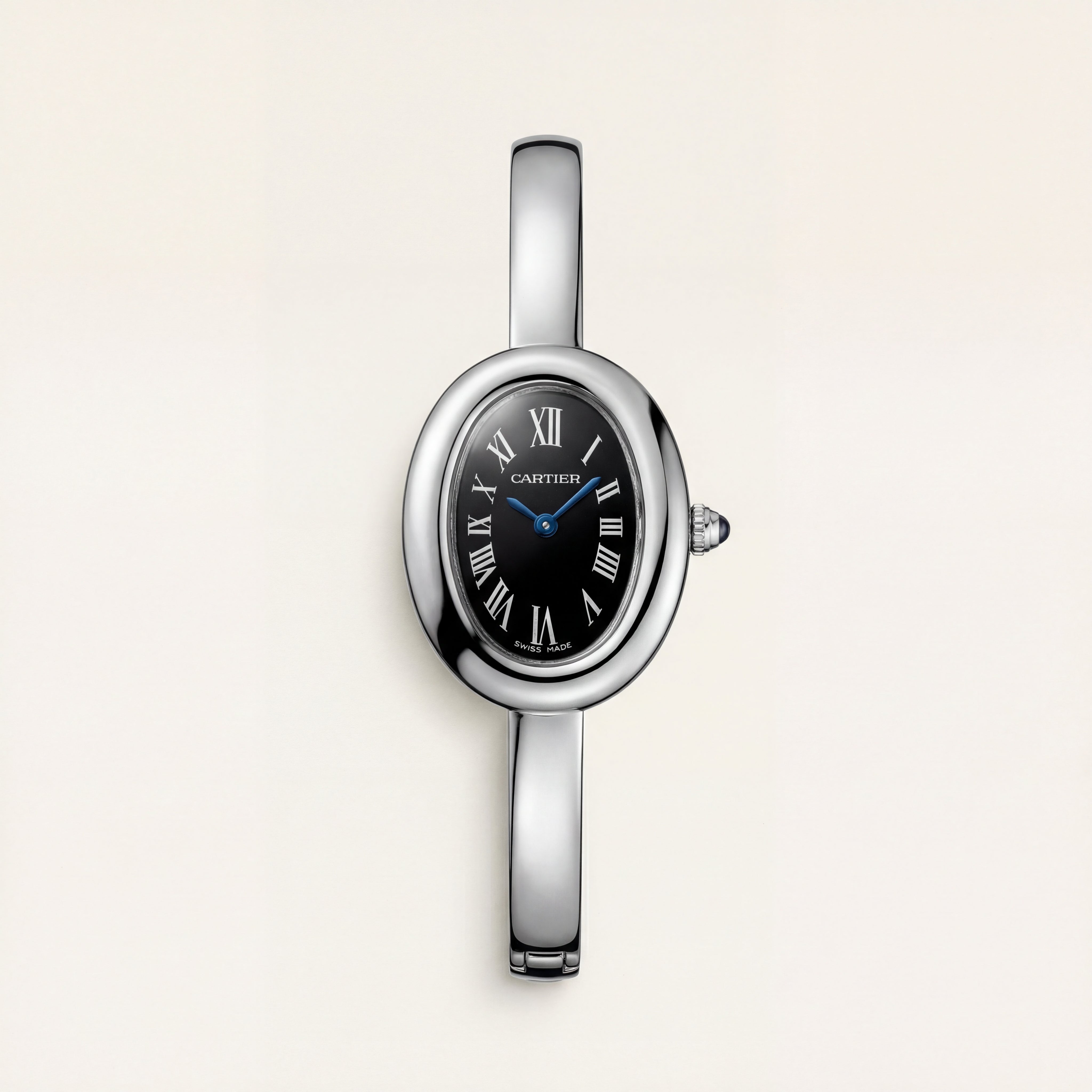 Midnight Oval Roman Dial Bangle Watch – Silver Heritage Luxe Edition