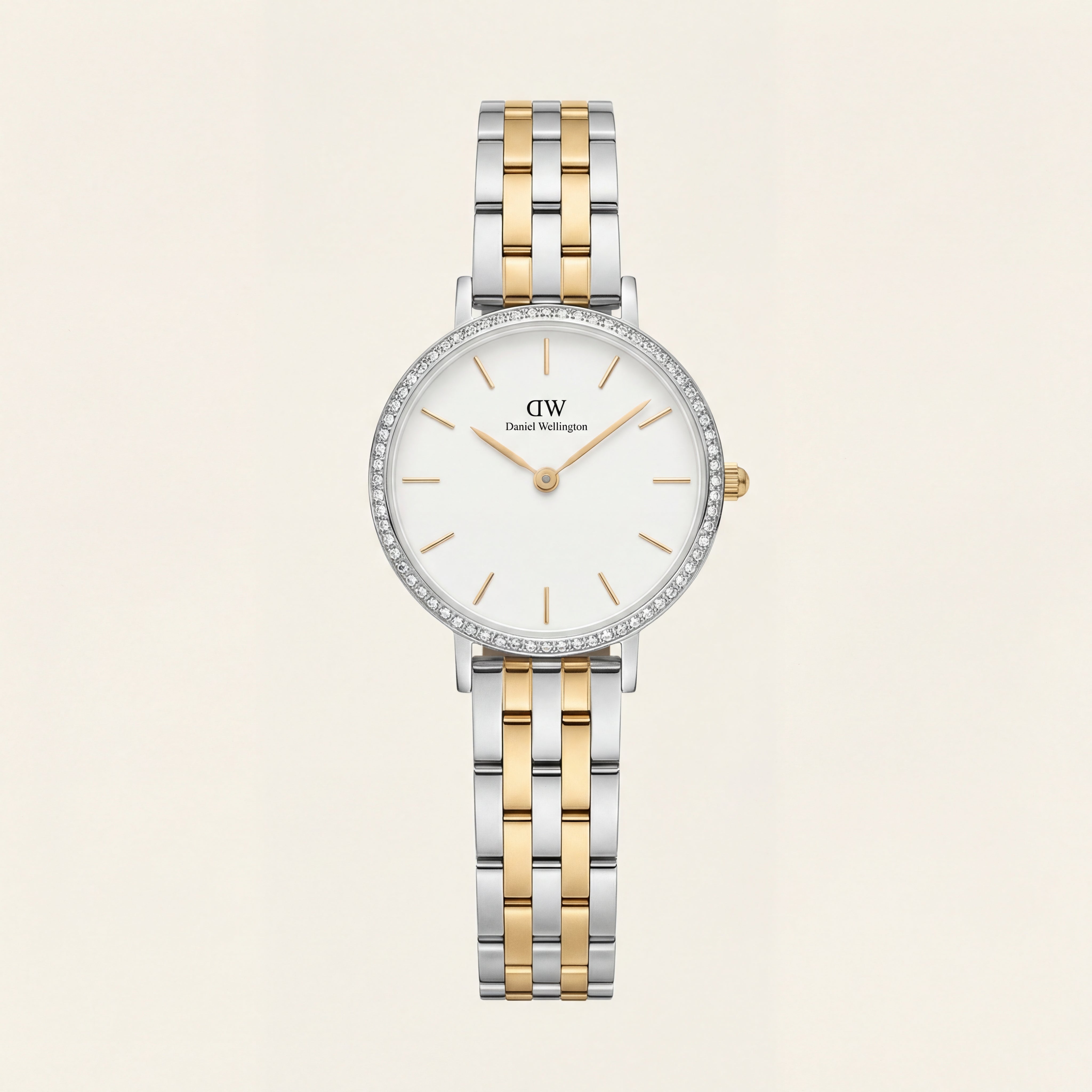 Ivory Crystal Bezel Two-Tone Watch – Slim Luxe Signature Edition