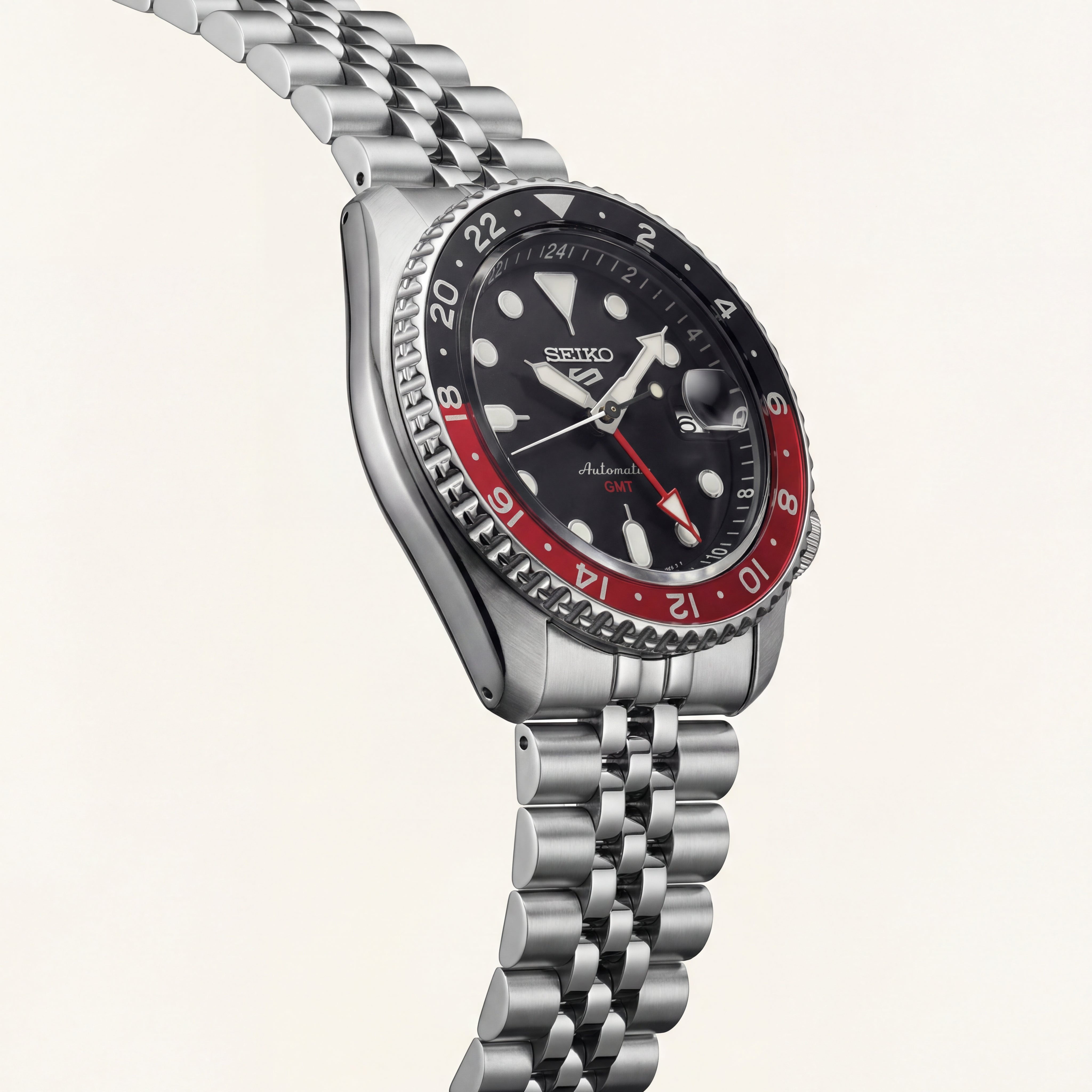Black Dial Red-Black GMT Automatic Steel Watch