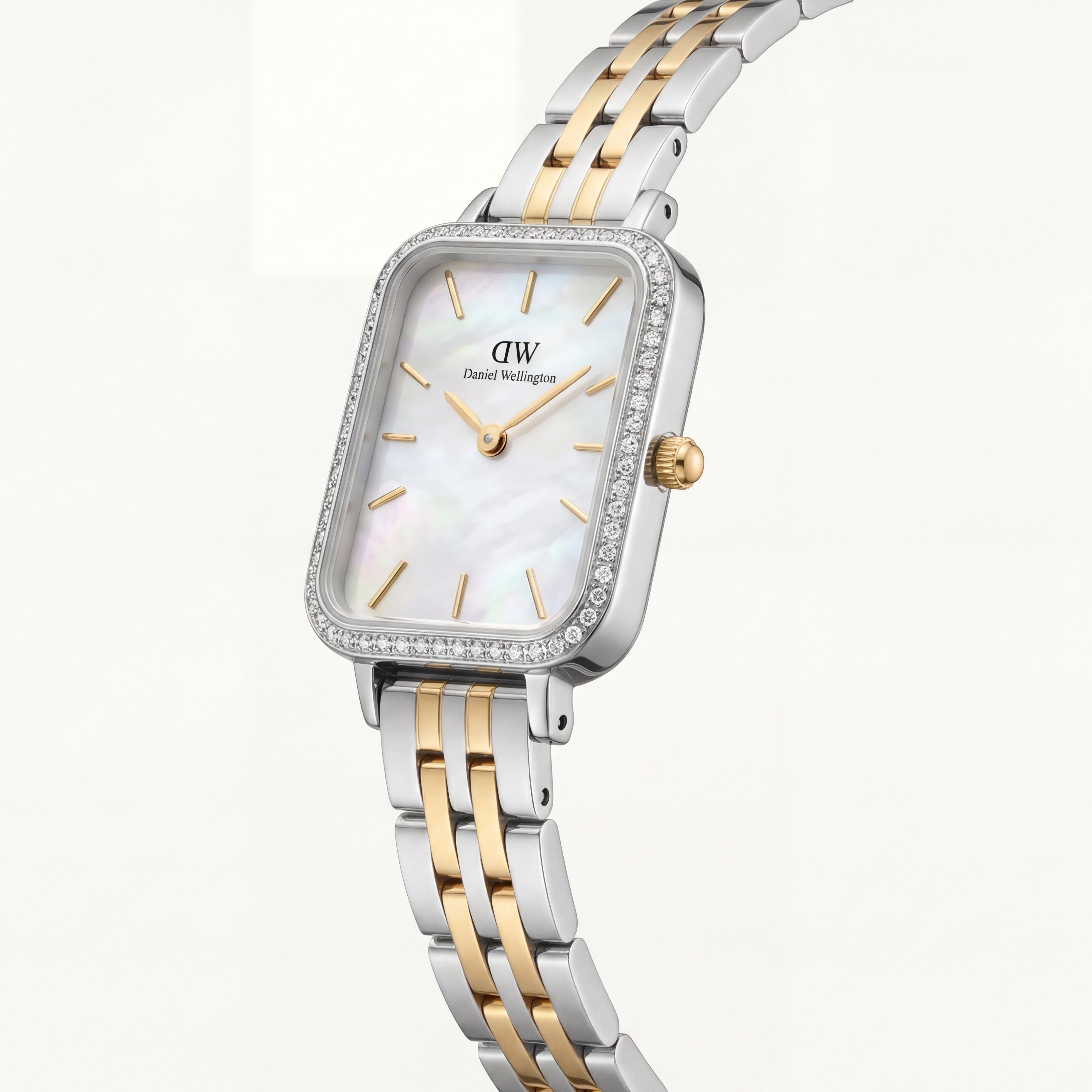 Pearl Two-Tone Rectangle Watch – Gold & Silver Radiance Edition