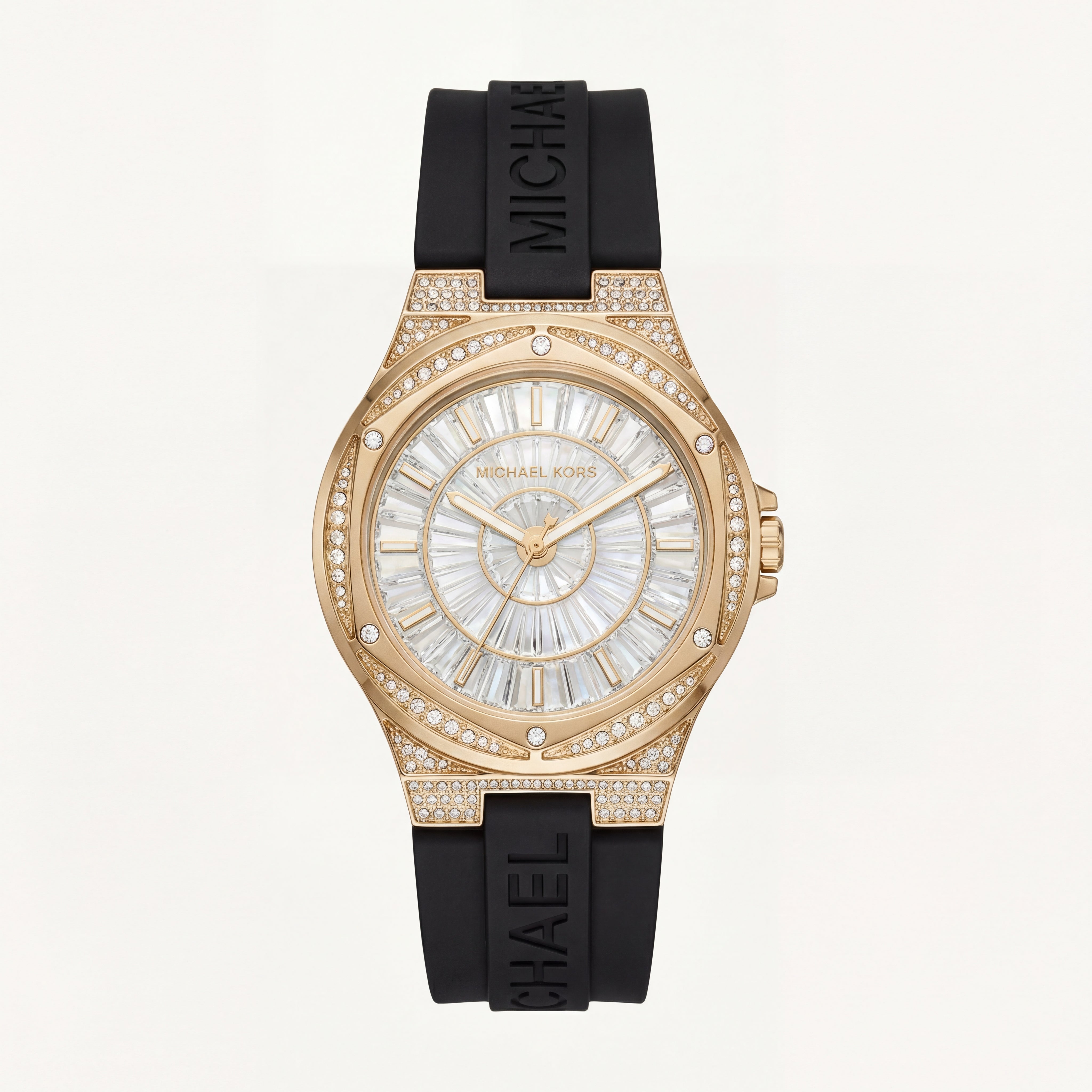 Crystal Halo Gold Sport Watch – Black Strap Signature Edition