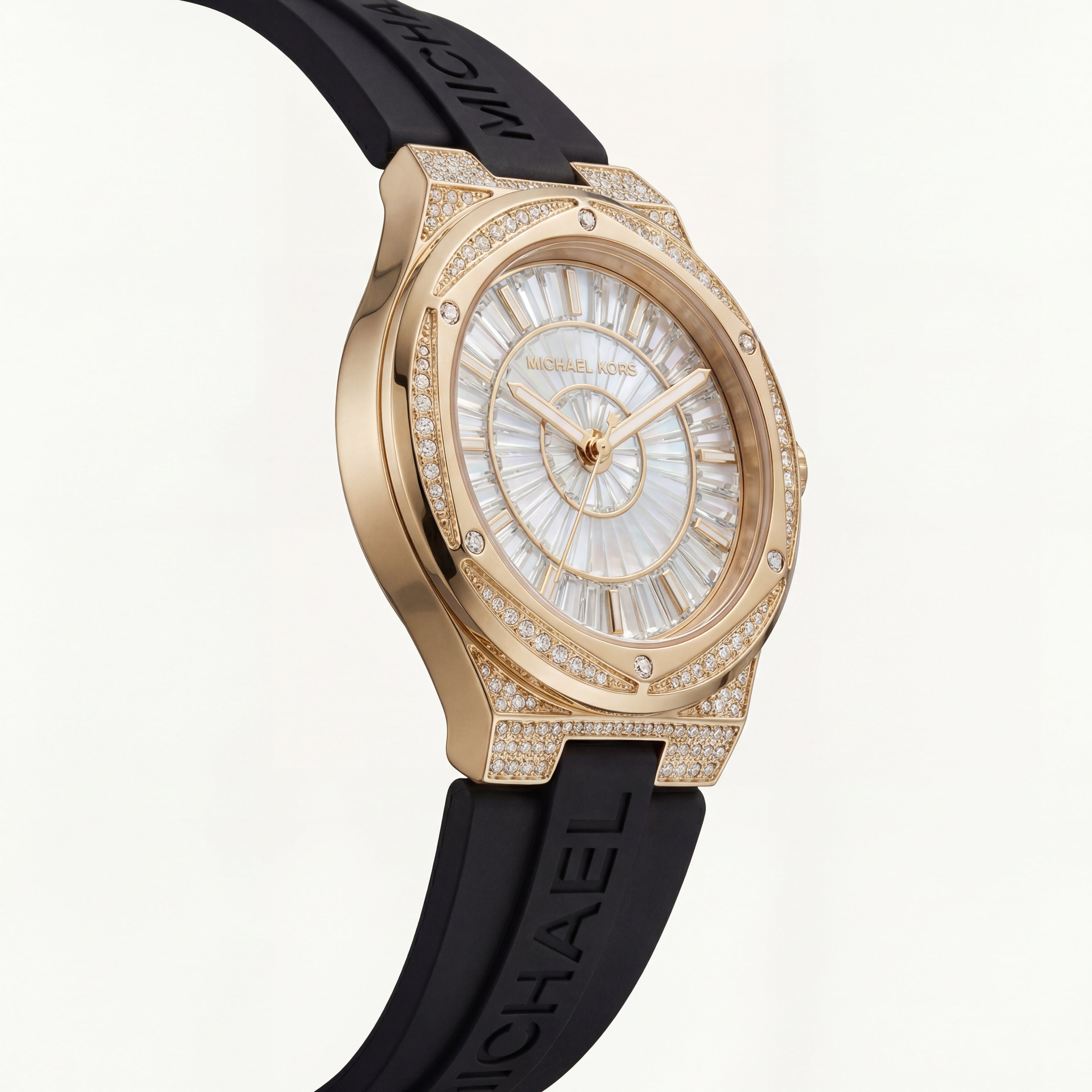 Crystal Halo Gold Sport Watch – Black Strap Signature Edition