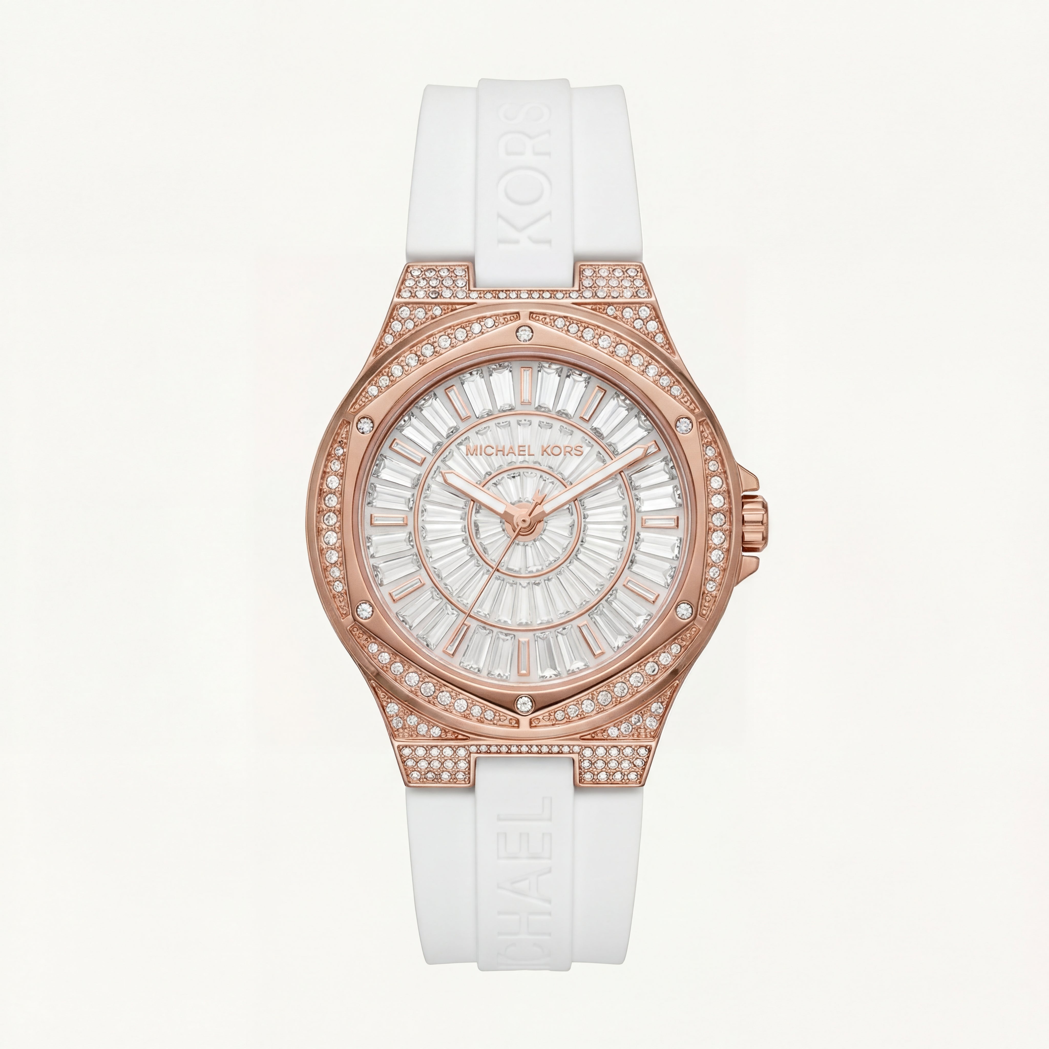 Crystal Halo Rose Gold Sport Watch – White Signature Strap Edition