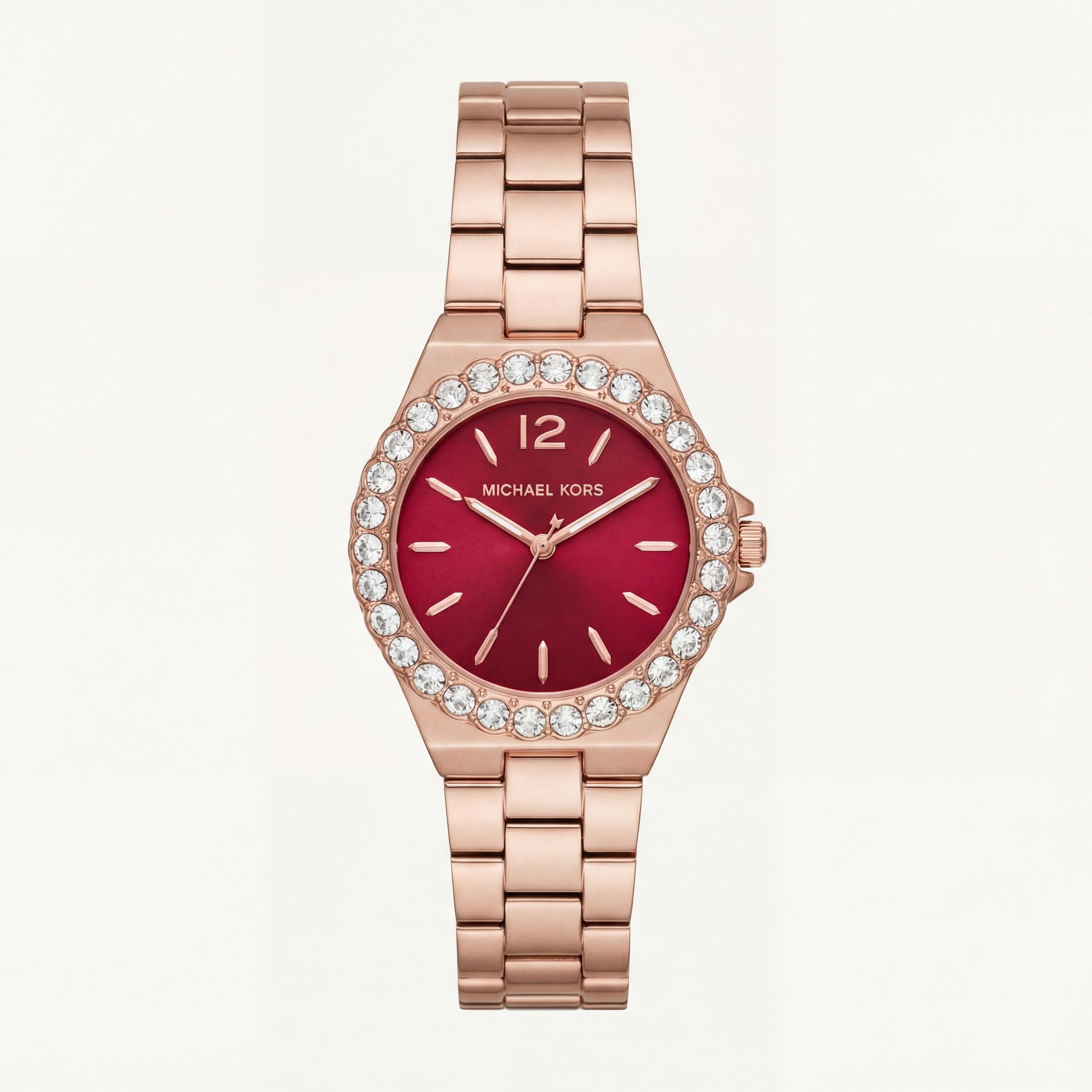 Rose Gold Crystal Bezel Watch – Ruby Red Luxe Edition