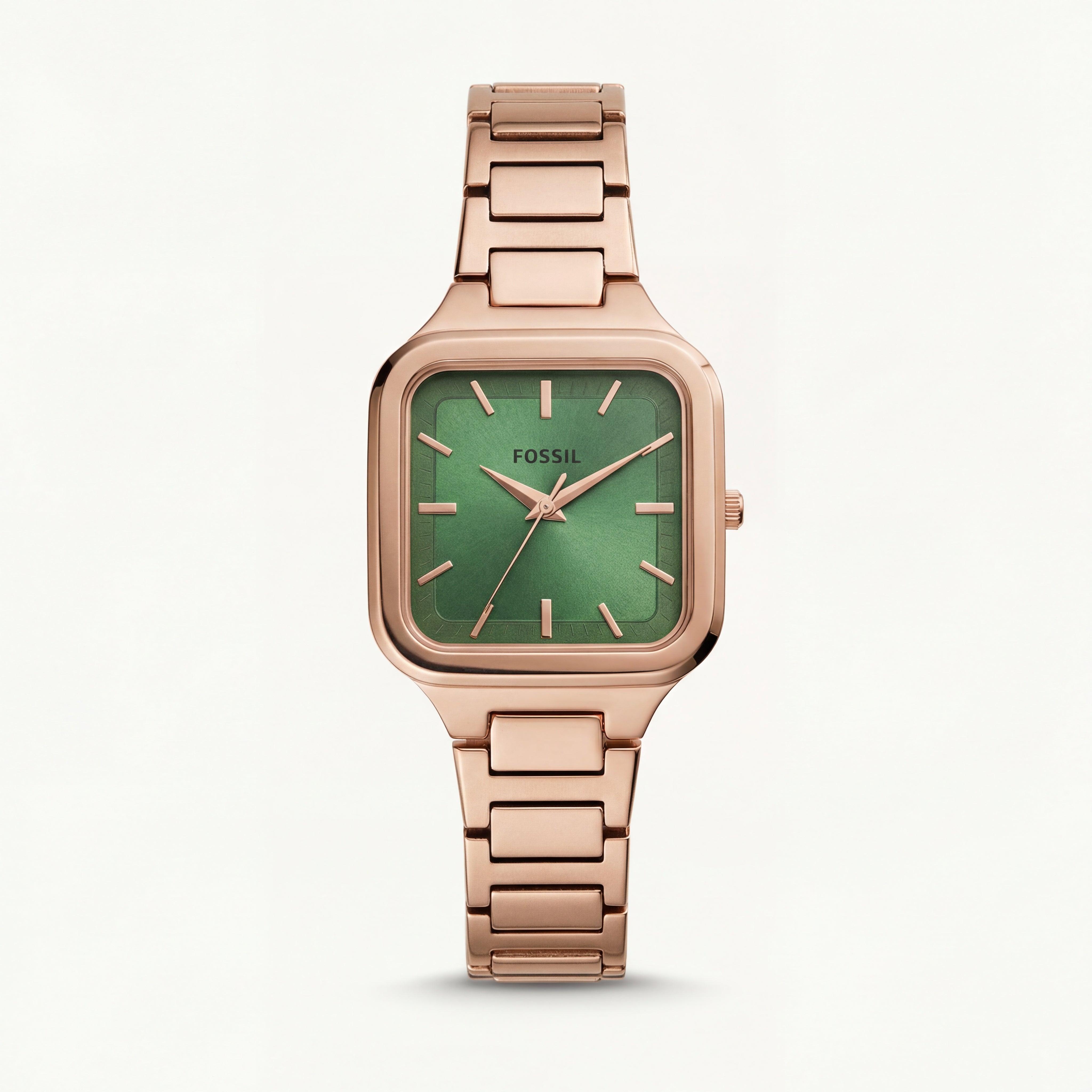 Rose Gold Square Watch – Emerald Minimal Luxe Edition