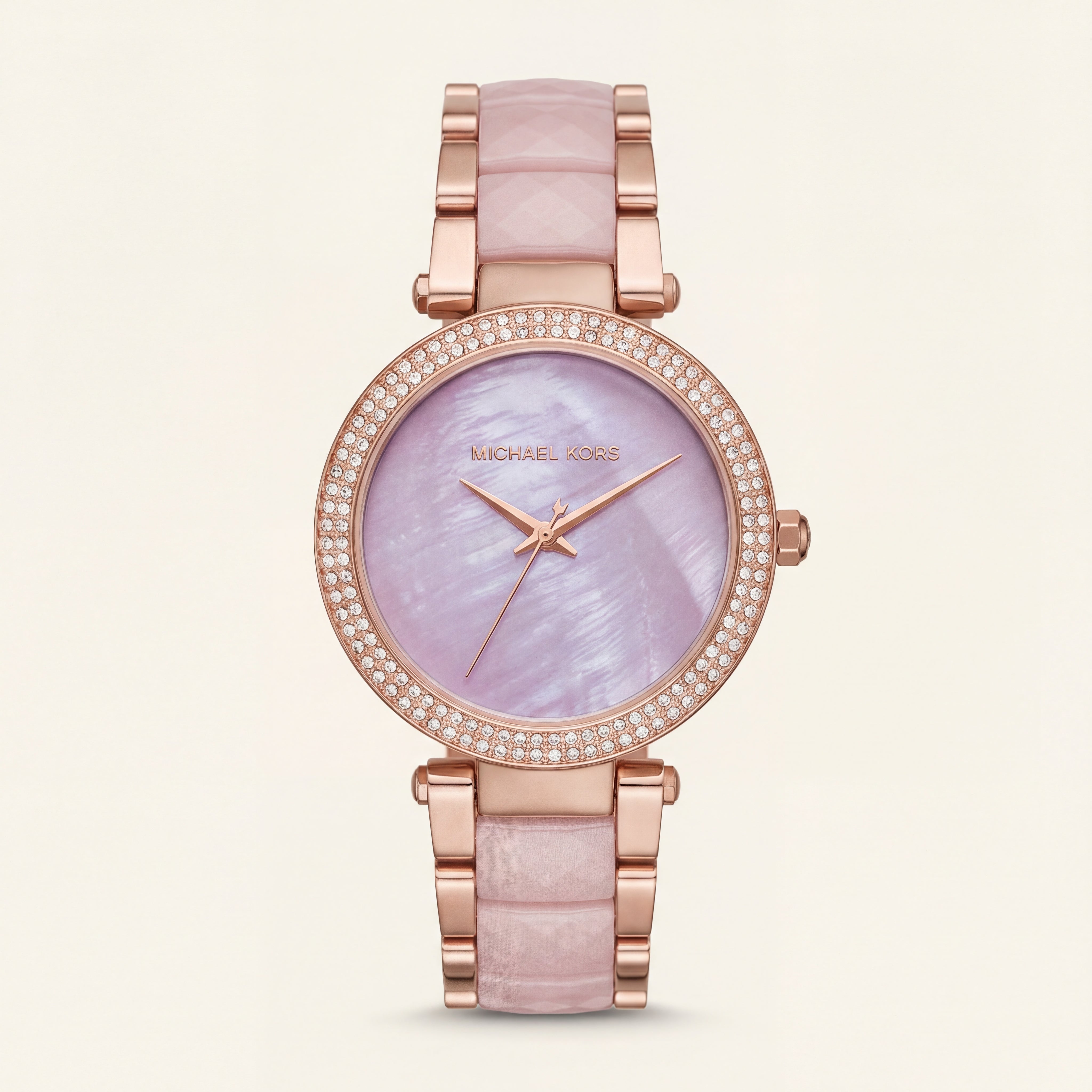 Blush Pearl Crystal Watch – Rose Gold Elegance Edition