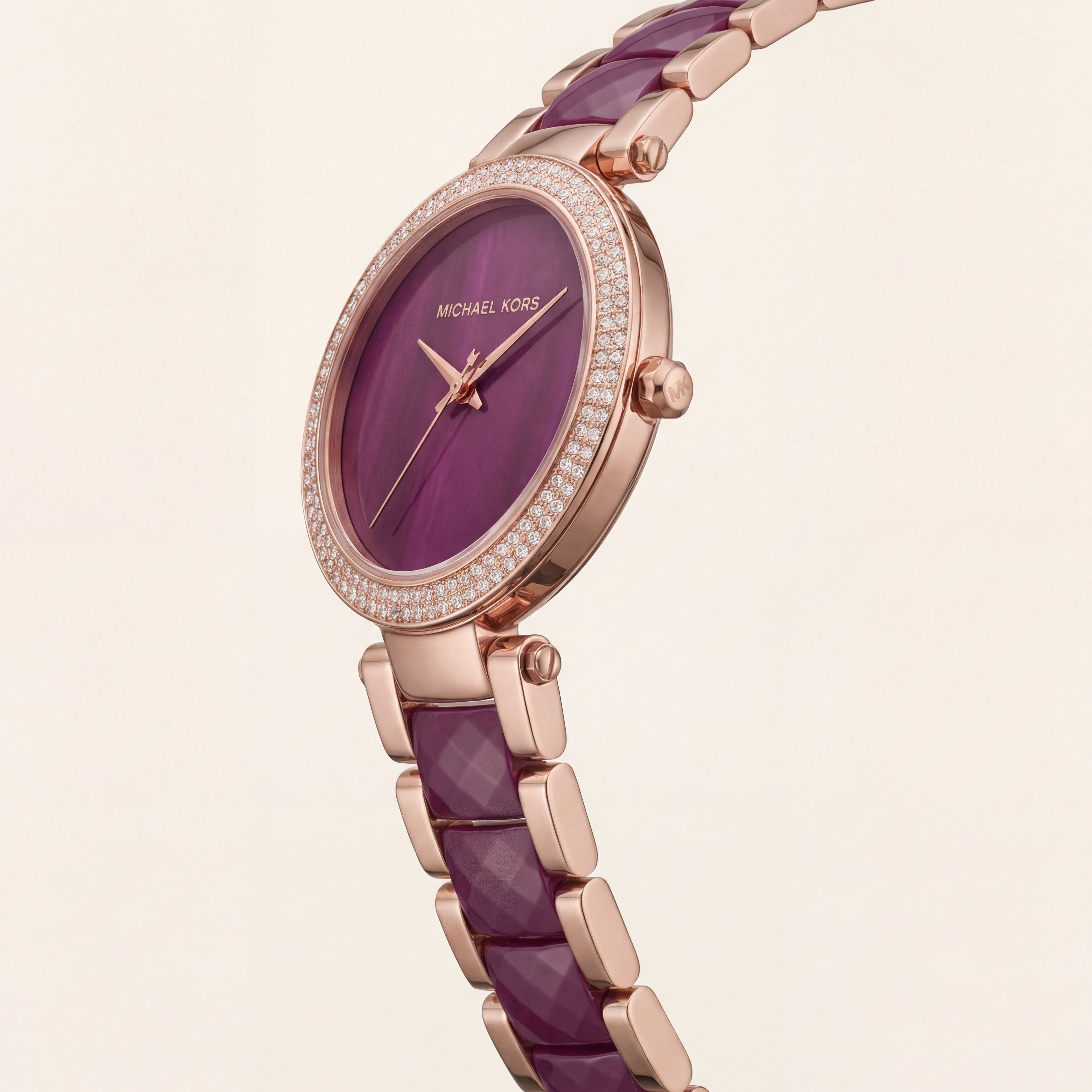 Royal Plum Crystal Watch – Rose Gold Glam Edition