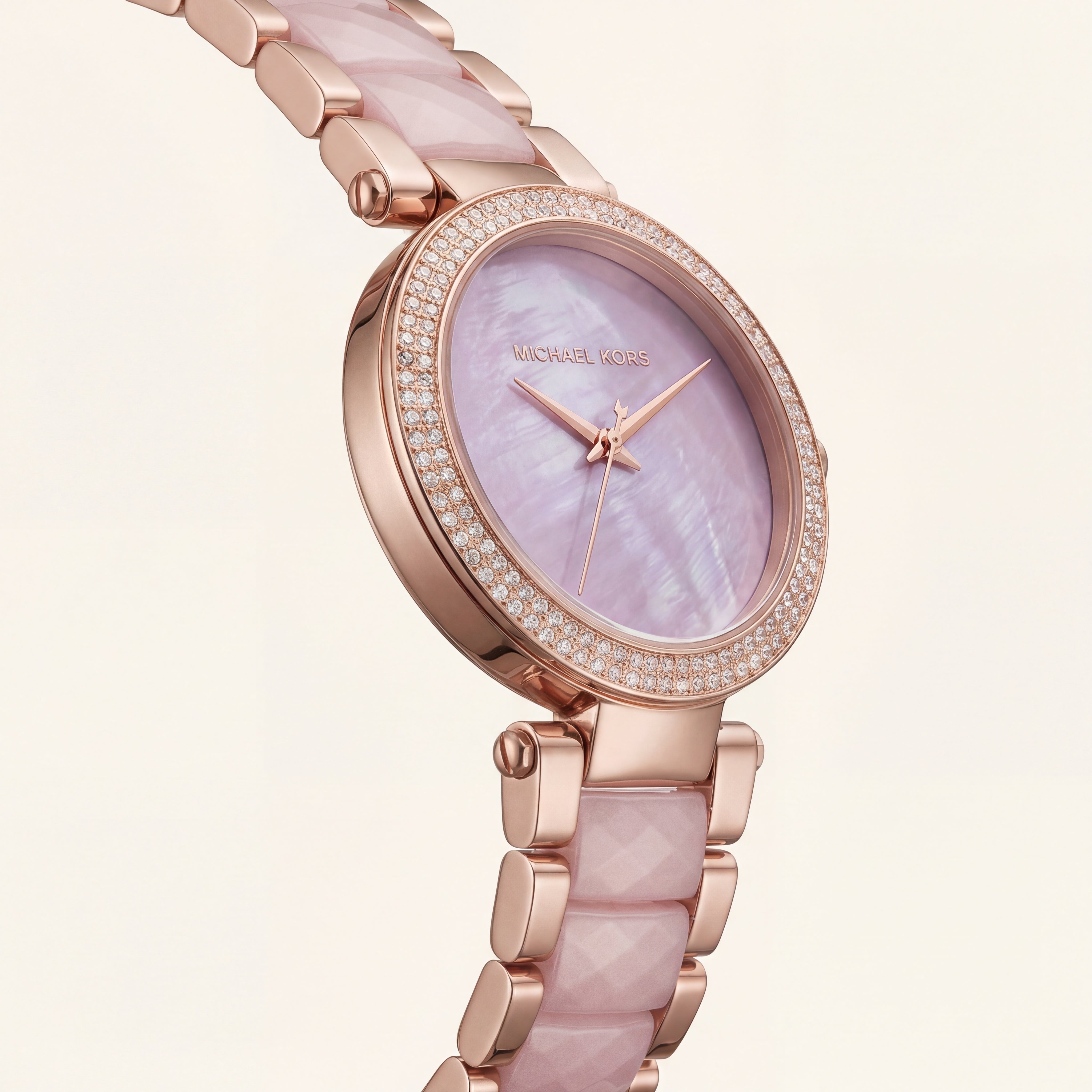 Blush Pearl Crystal Watch – Rose Gold Elegance Edition