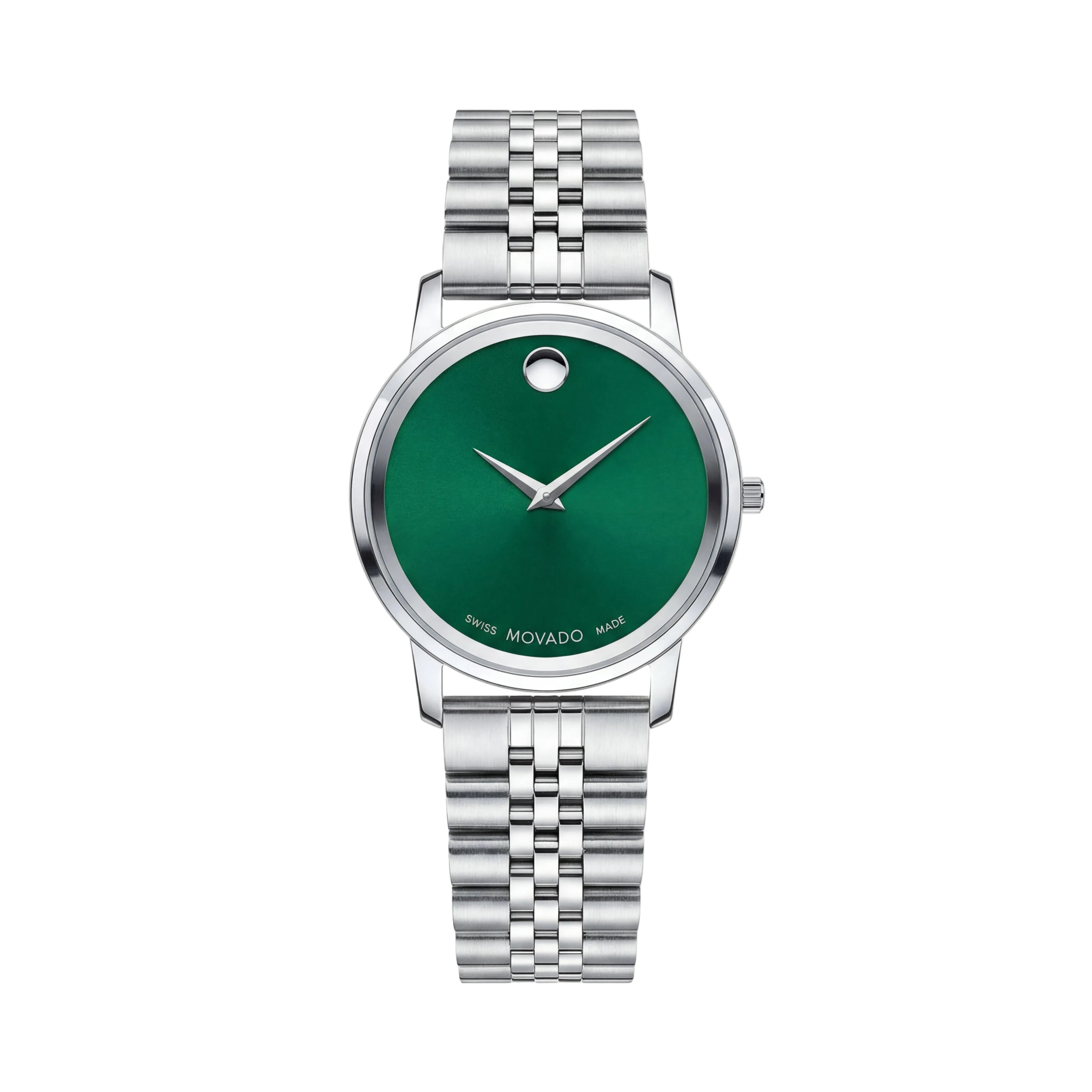 Silver Green Minimal Dial Stainless Steel Watch