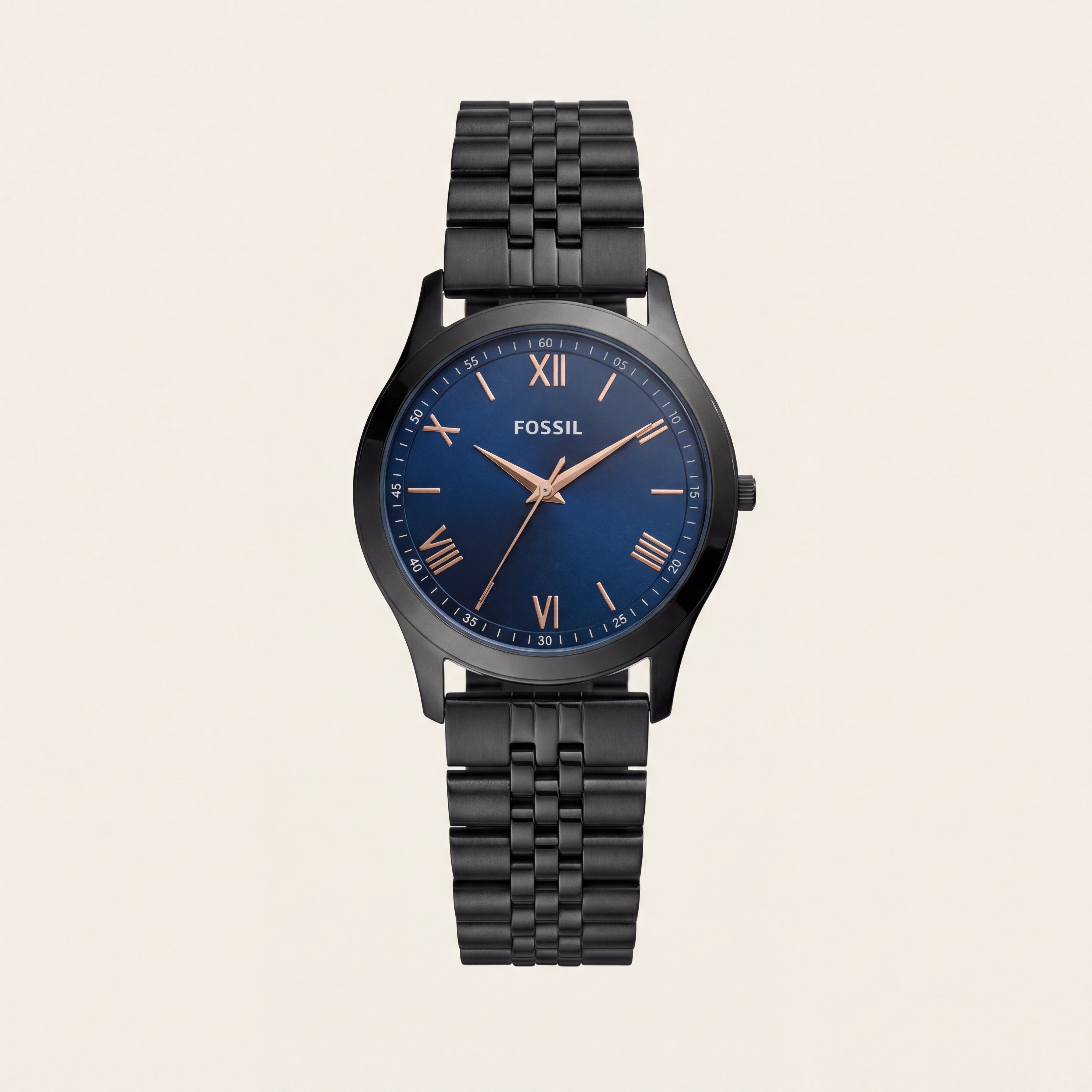 Black Steel Blue Dial Classic Quartz Watch
