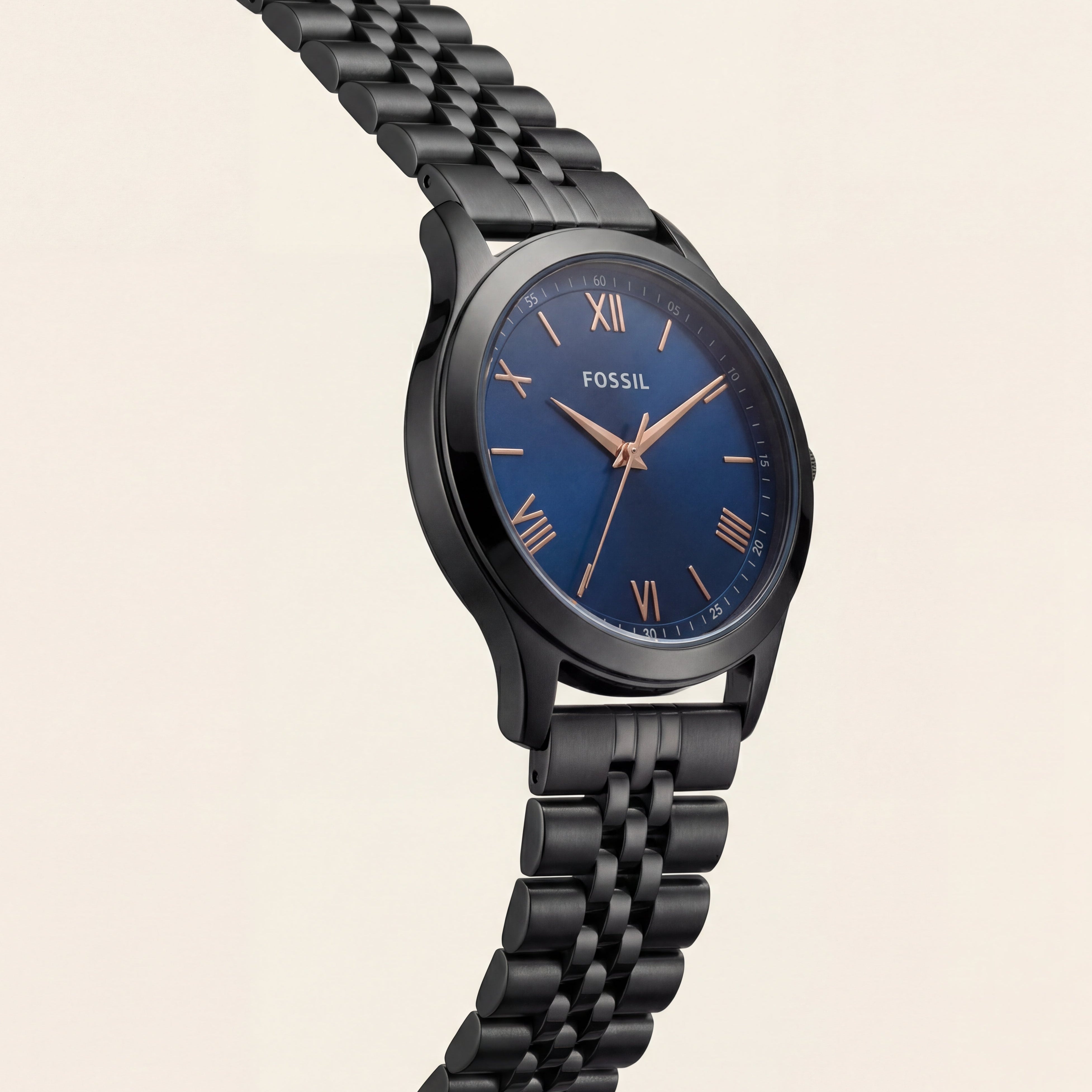 Black Steel Blue Dial Classic Quartz Watch