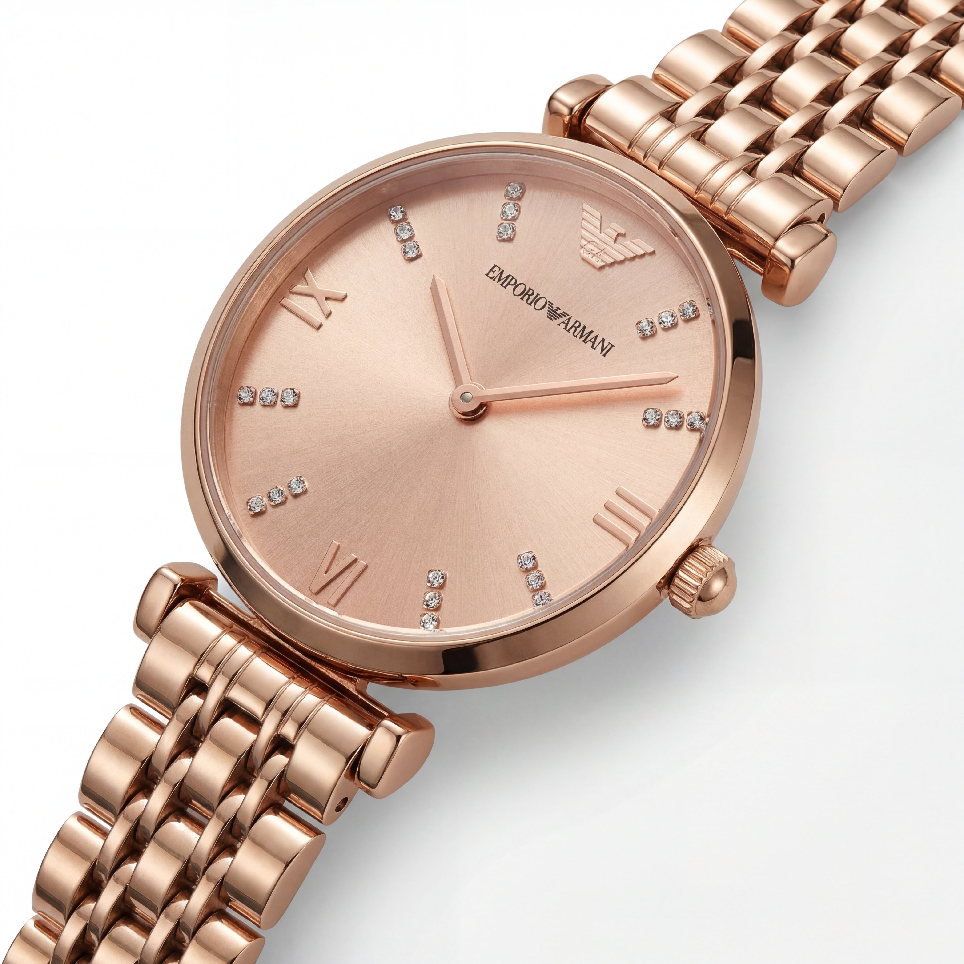 Rose Gold Crystal Accent Dial Luxury Bracelet Watch – Women