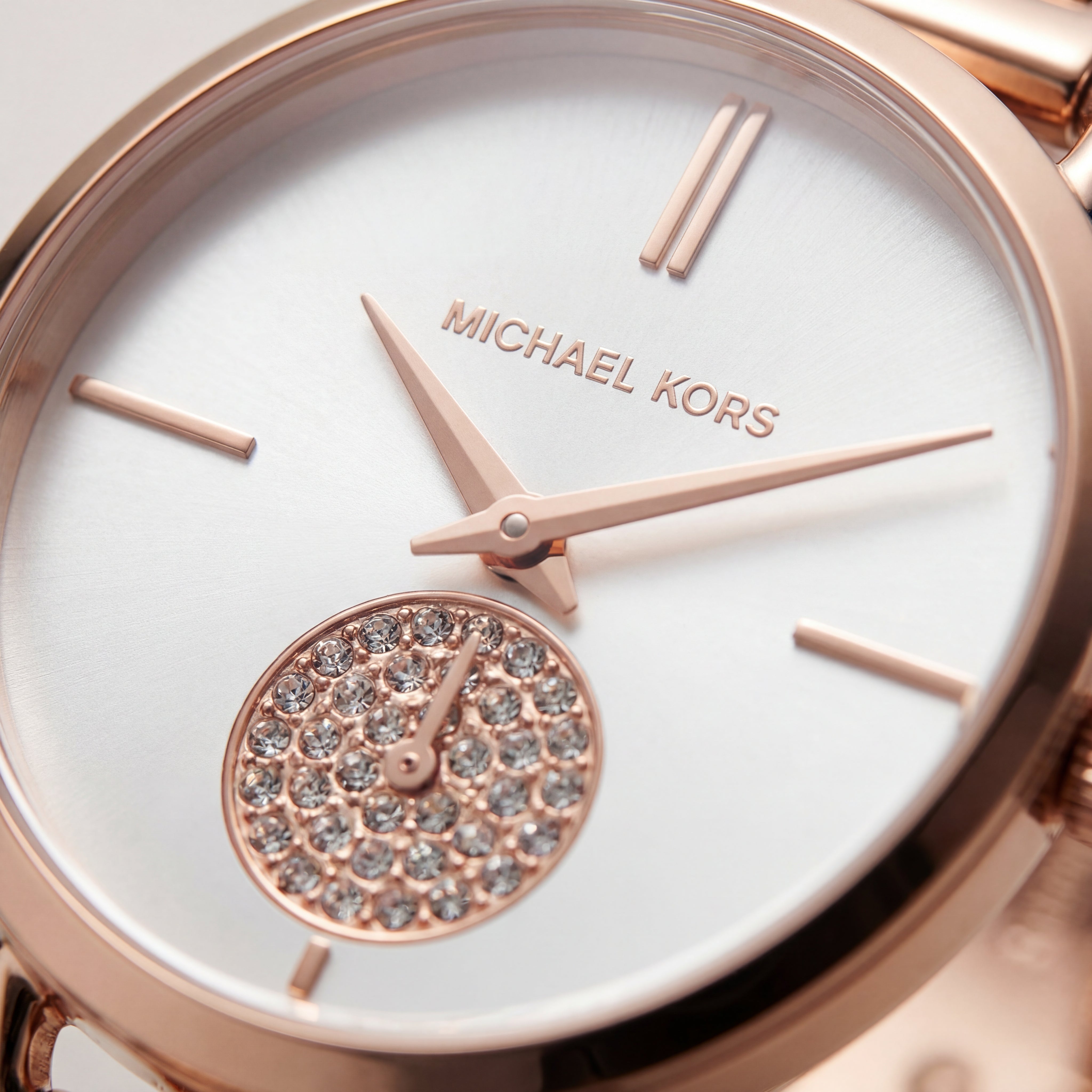 Rose Gold Stainless Steel Crystal Sub-Dial Minimal Luxury Bracelet Watch – Women