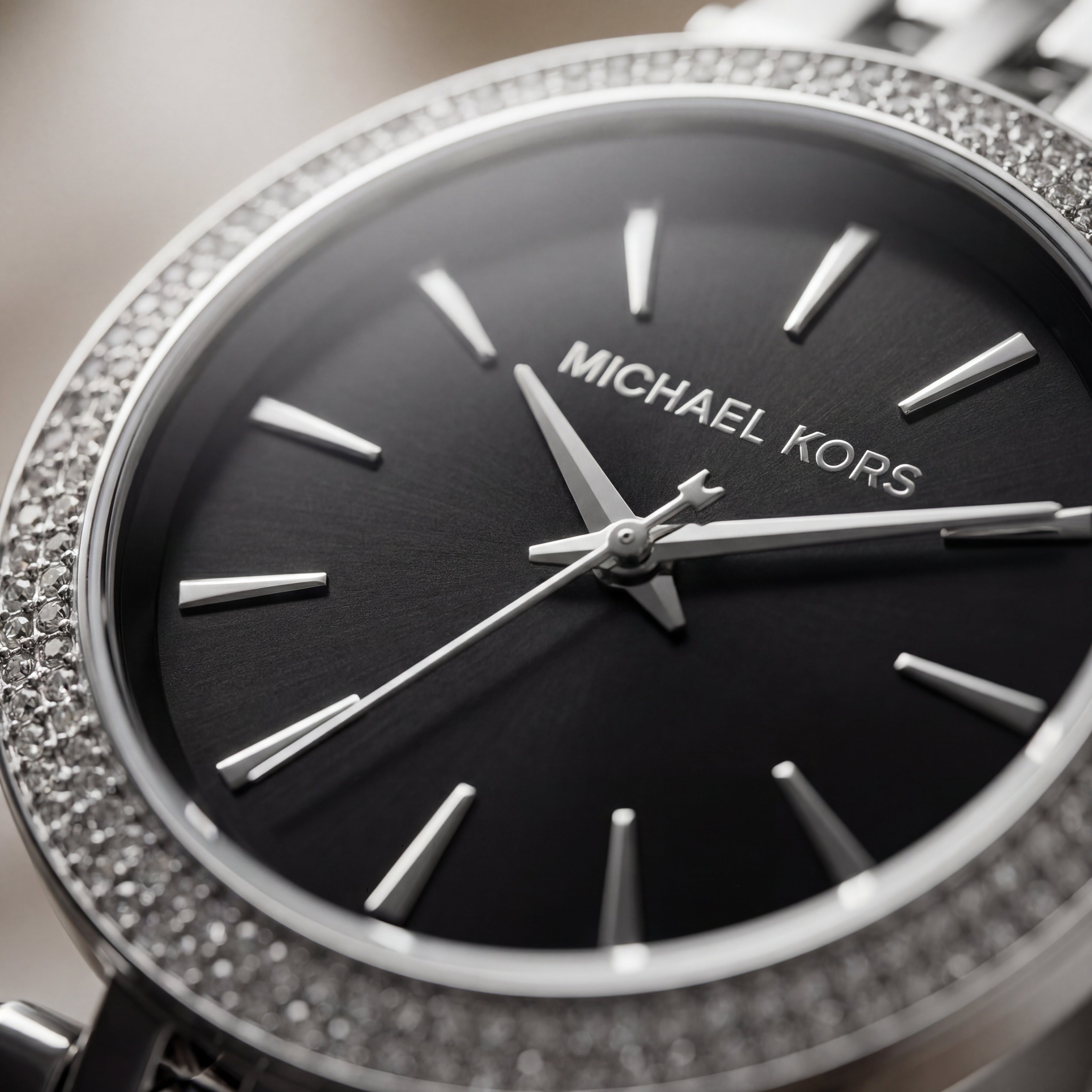 Stainless Steel Crystal Bezel Black Dial Luxury Bracelet Watch – Women