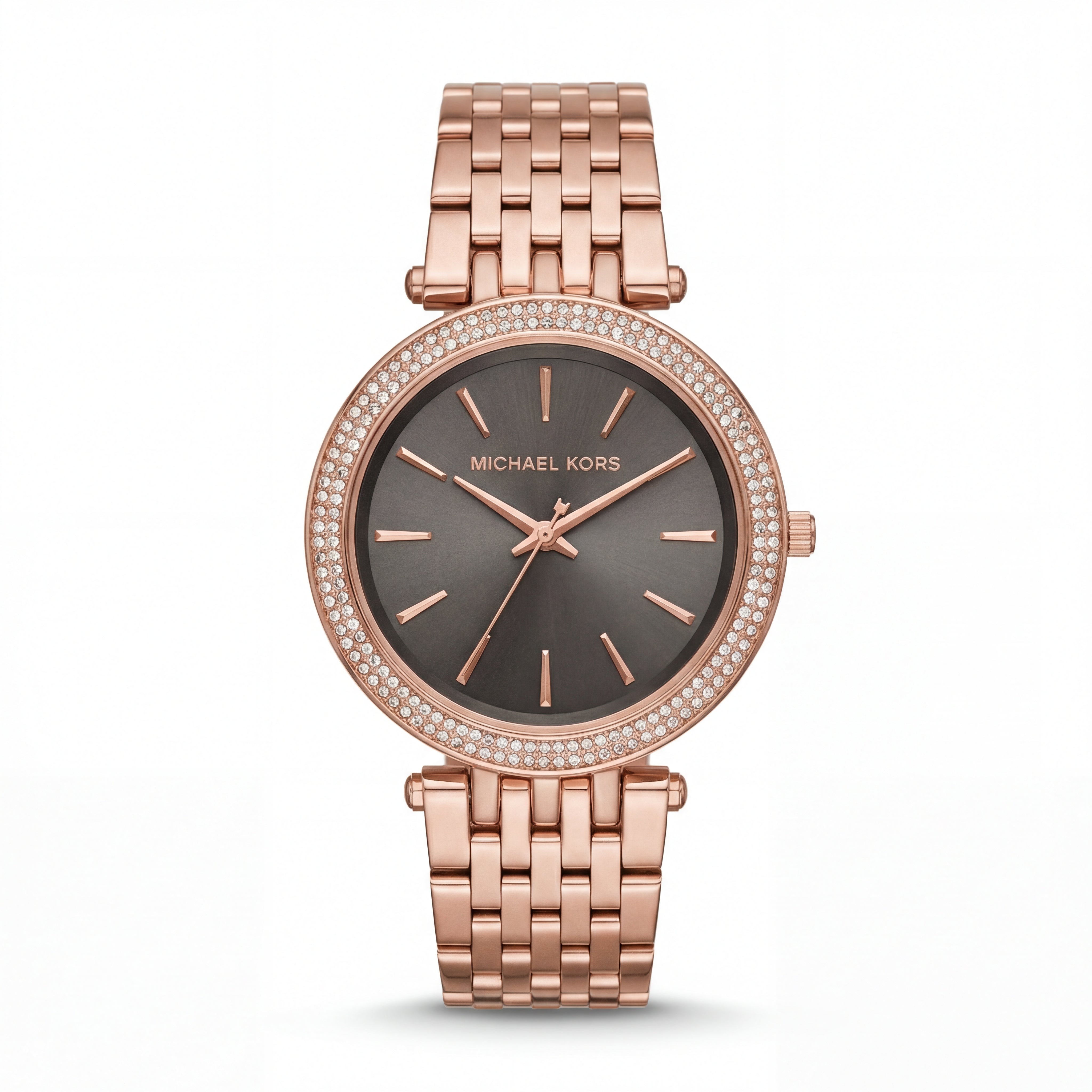 Rose Gold Crystal Bezel Brown Sunray Dial Luxury Bracelet Watch – Women