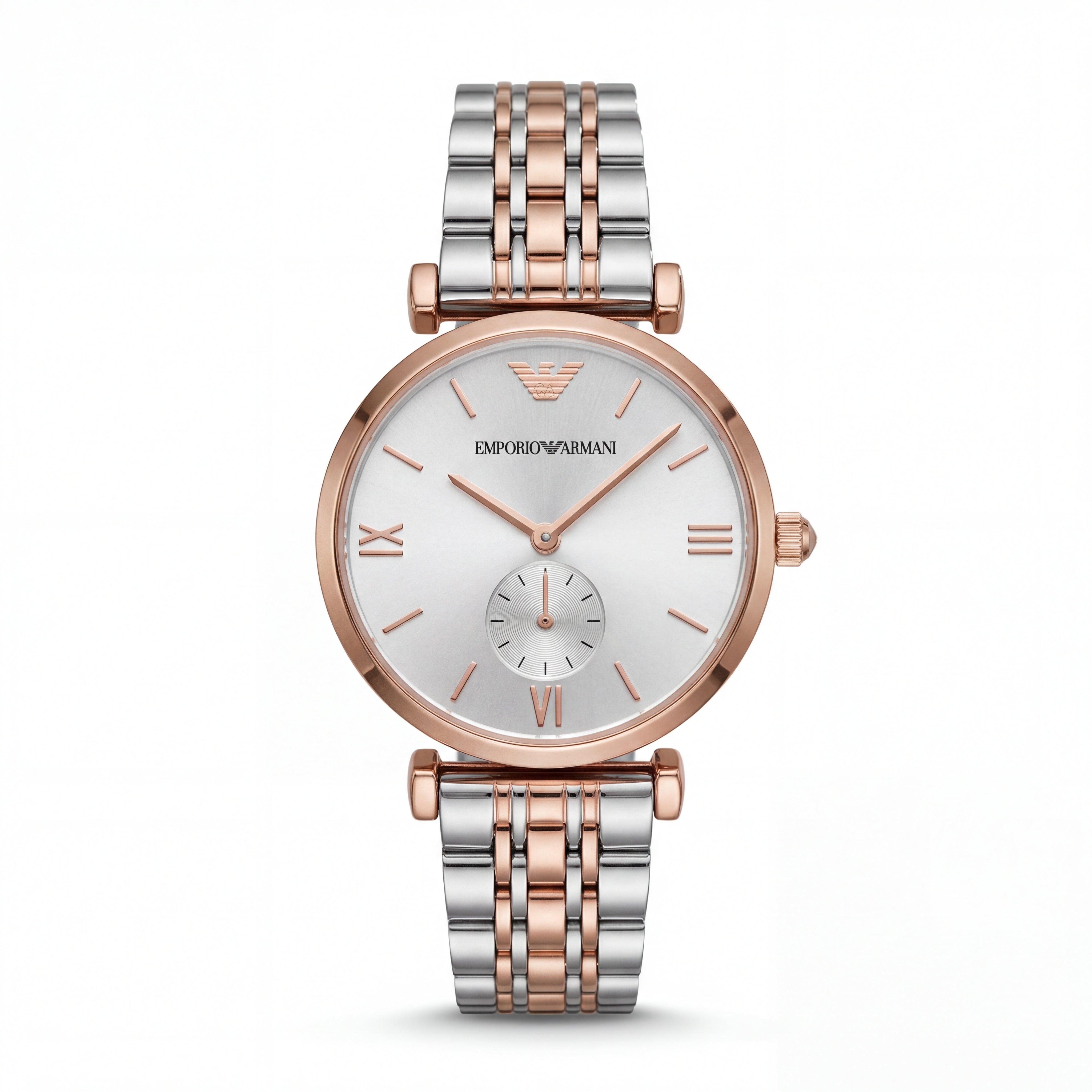 Two-Tone Steel & Rose Gold Silver Dial Sub-Second Elegant Bracelet Watch – Women