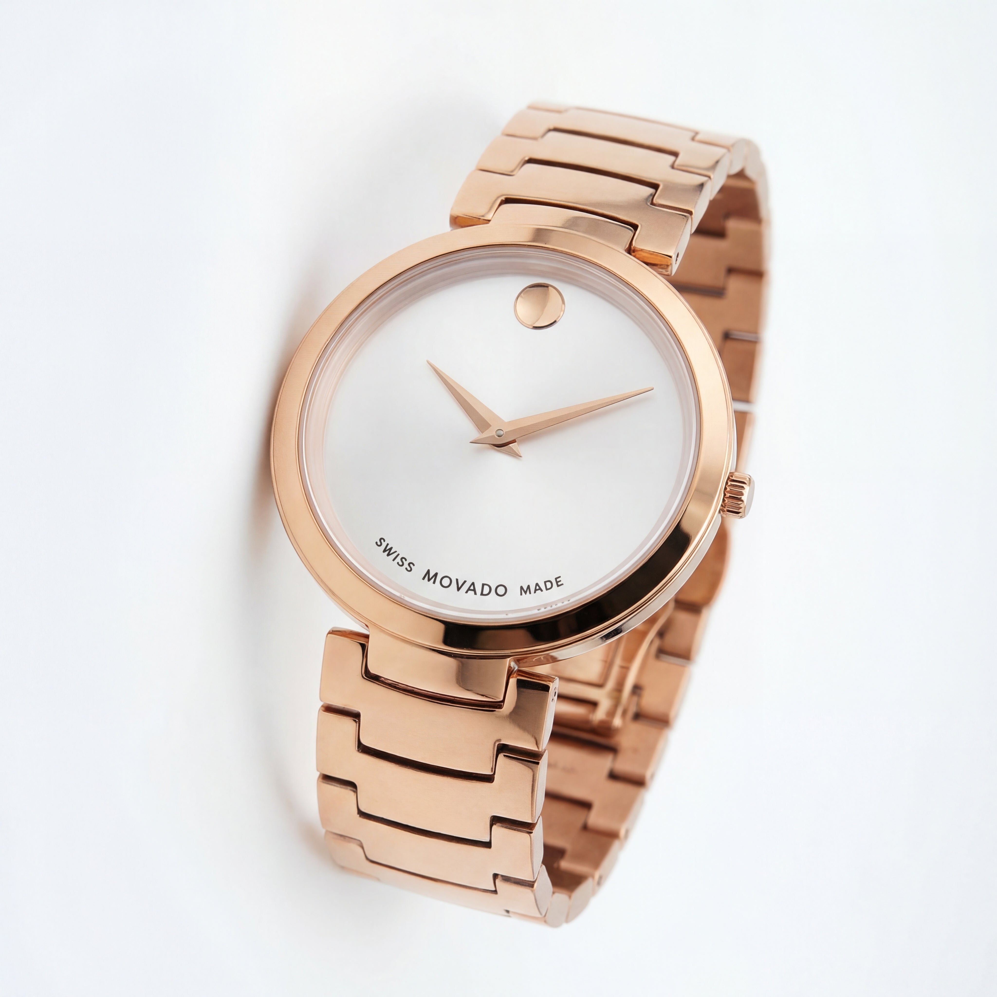 Rose Gold Minimalist White Dial Luxury Bracelet Watch – Women