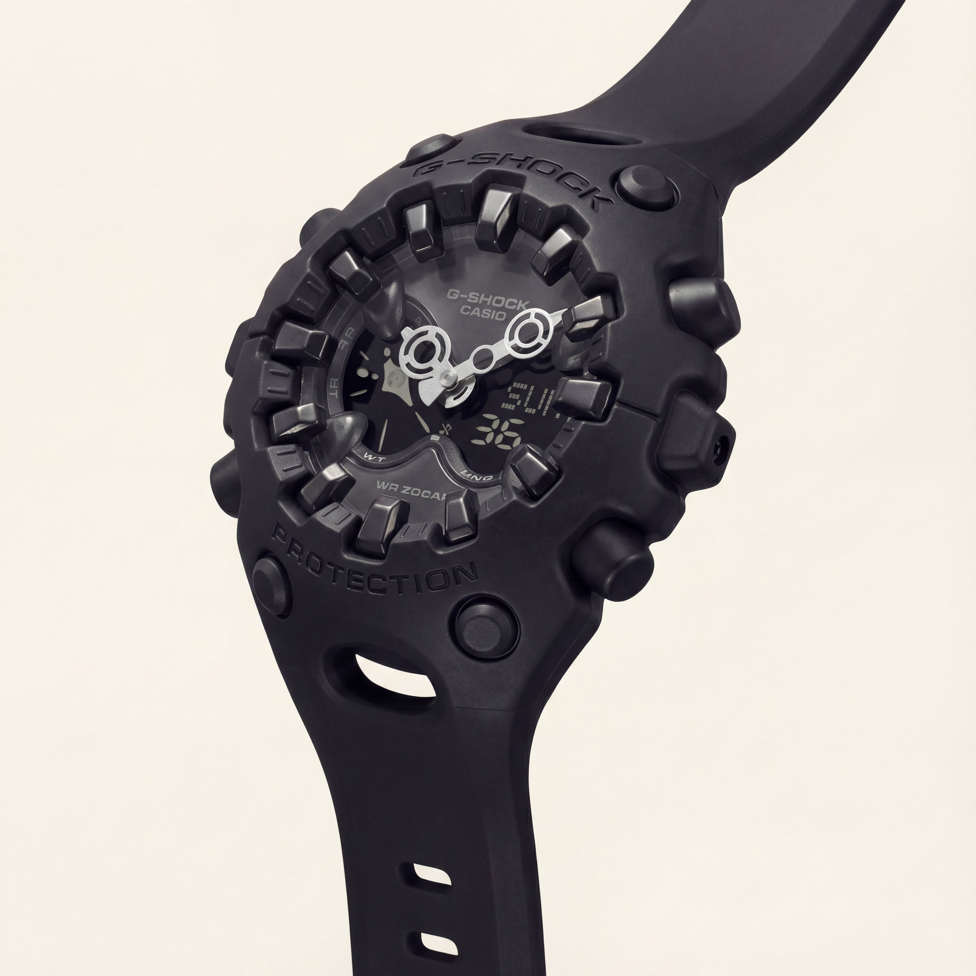 Matte Black Shock-Resistant Hybrid Sports Watch