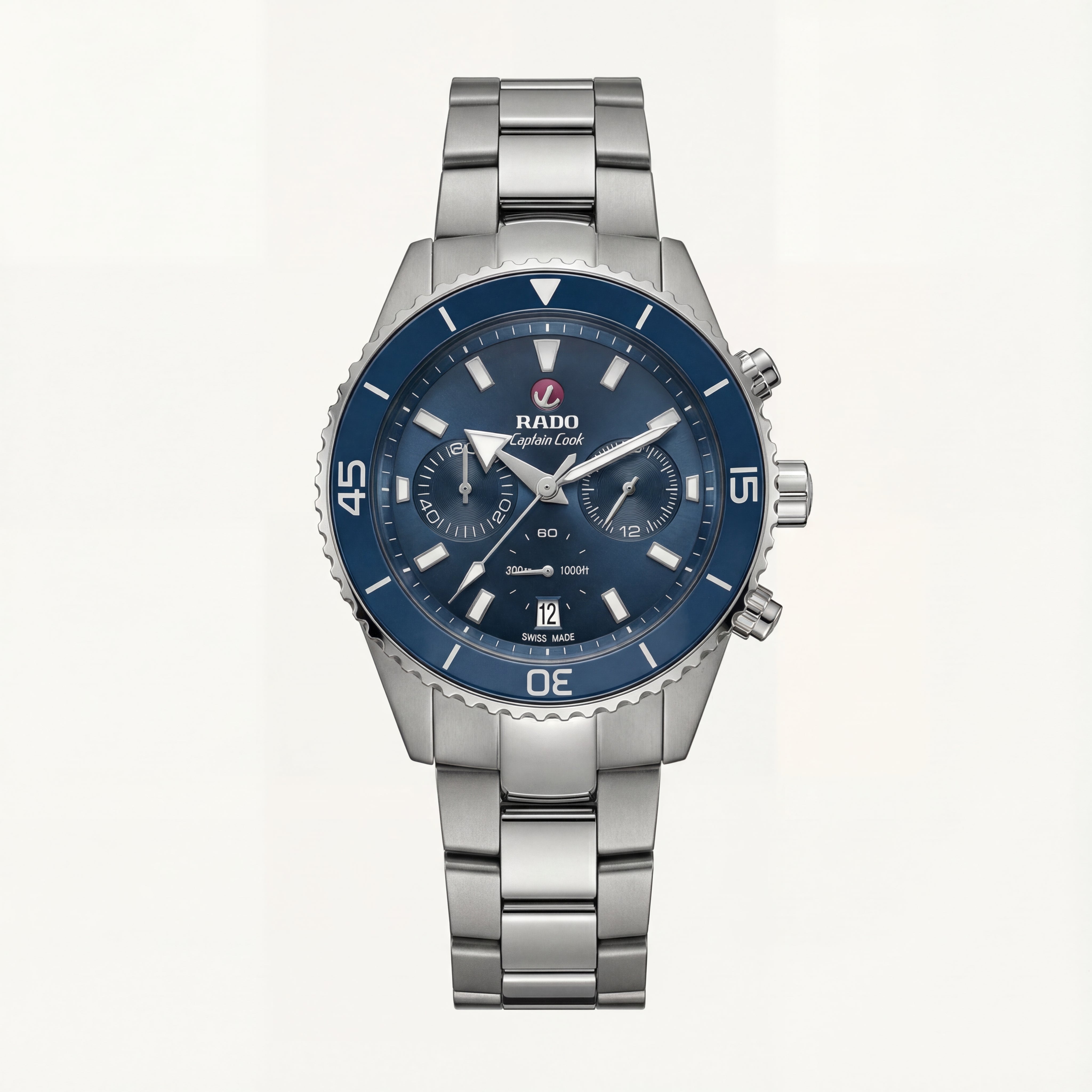 Ocean Blue Diver Chronograph Steel Watch