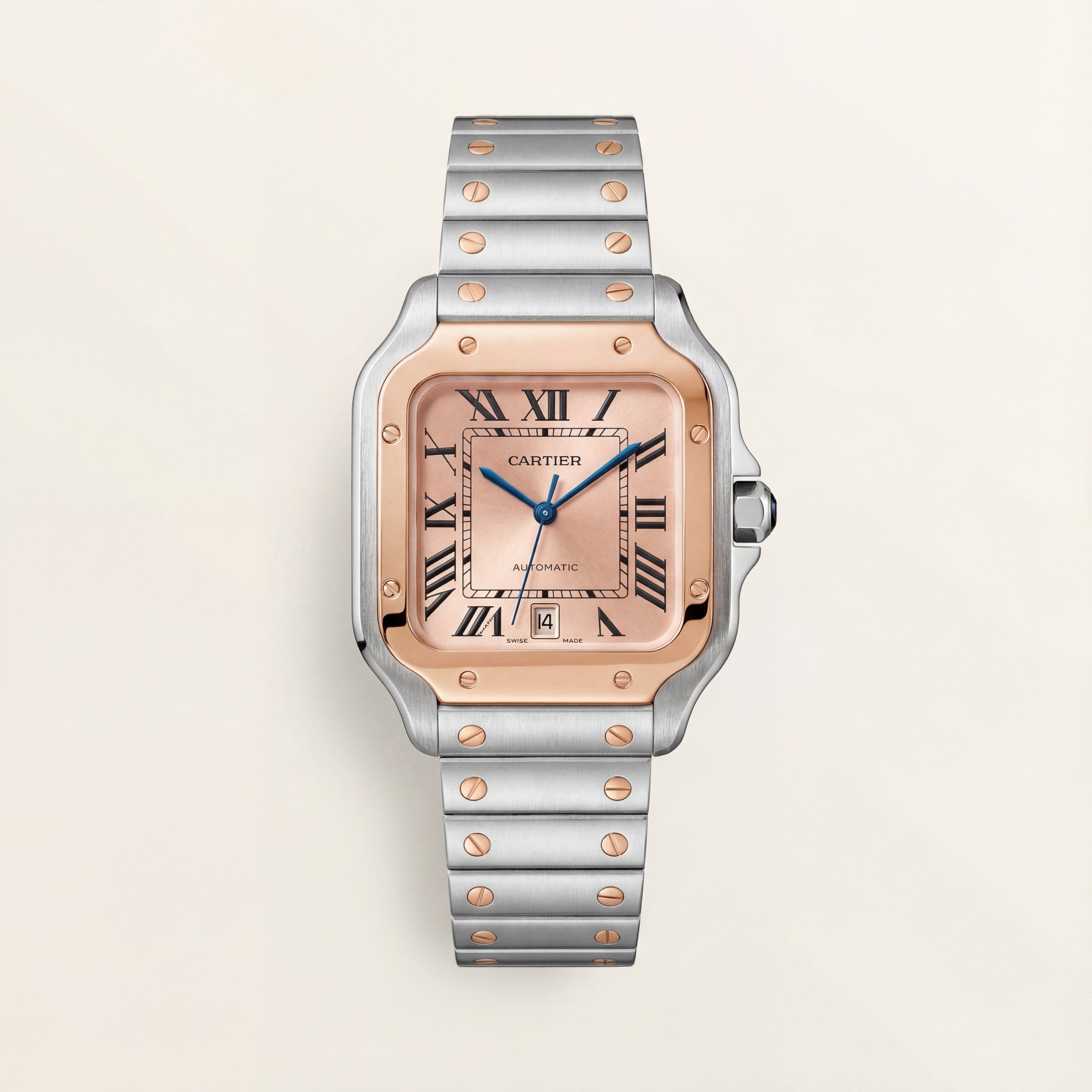 Champagne Gold Square Automatic Roman Dial Steel Watch