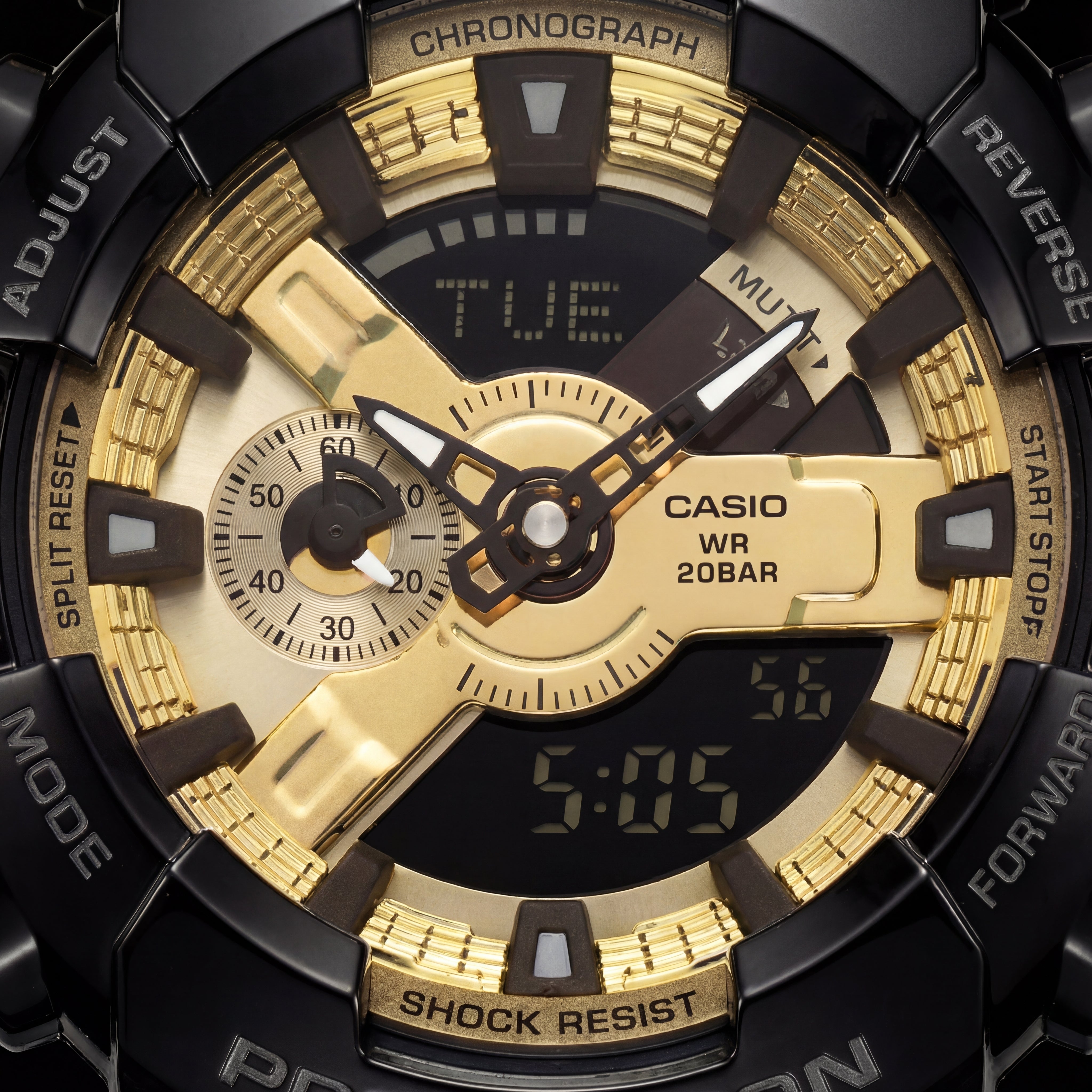 Black & Gold Heavy-Duty Chronograph Sports Watch