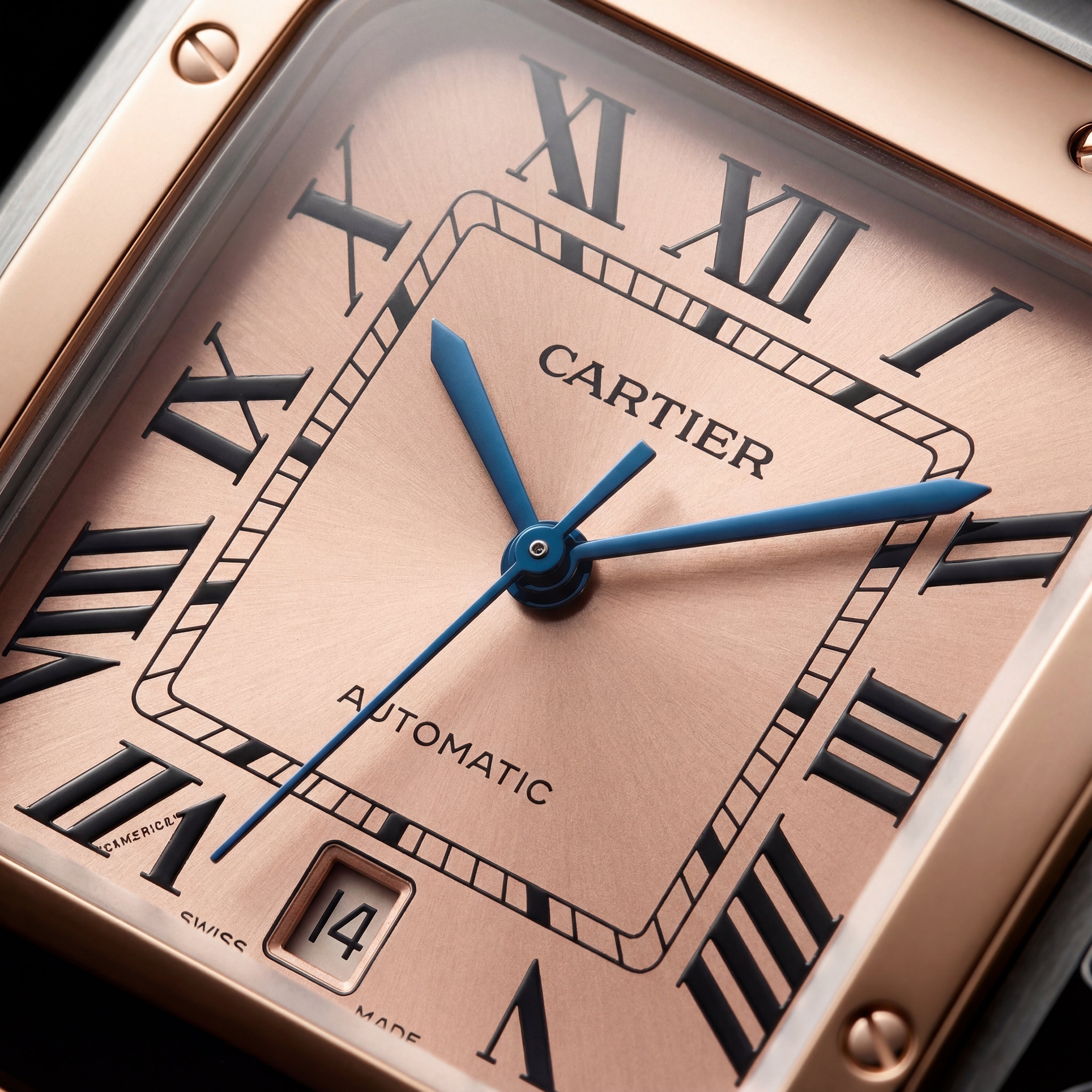 Champagne Gold Square Automatic Roman Dial Steel Watch