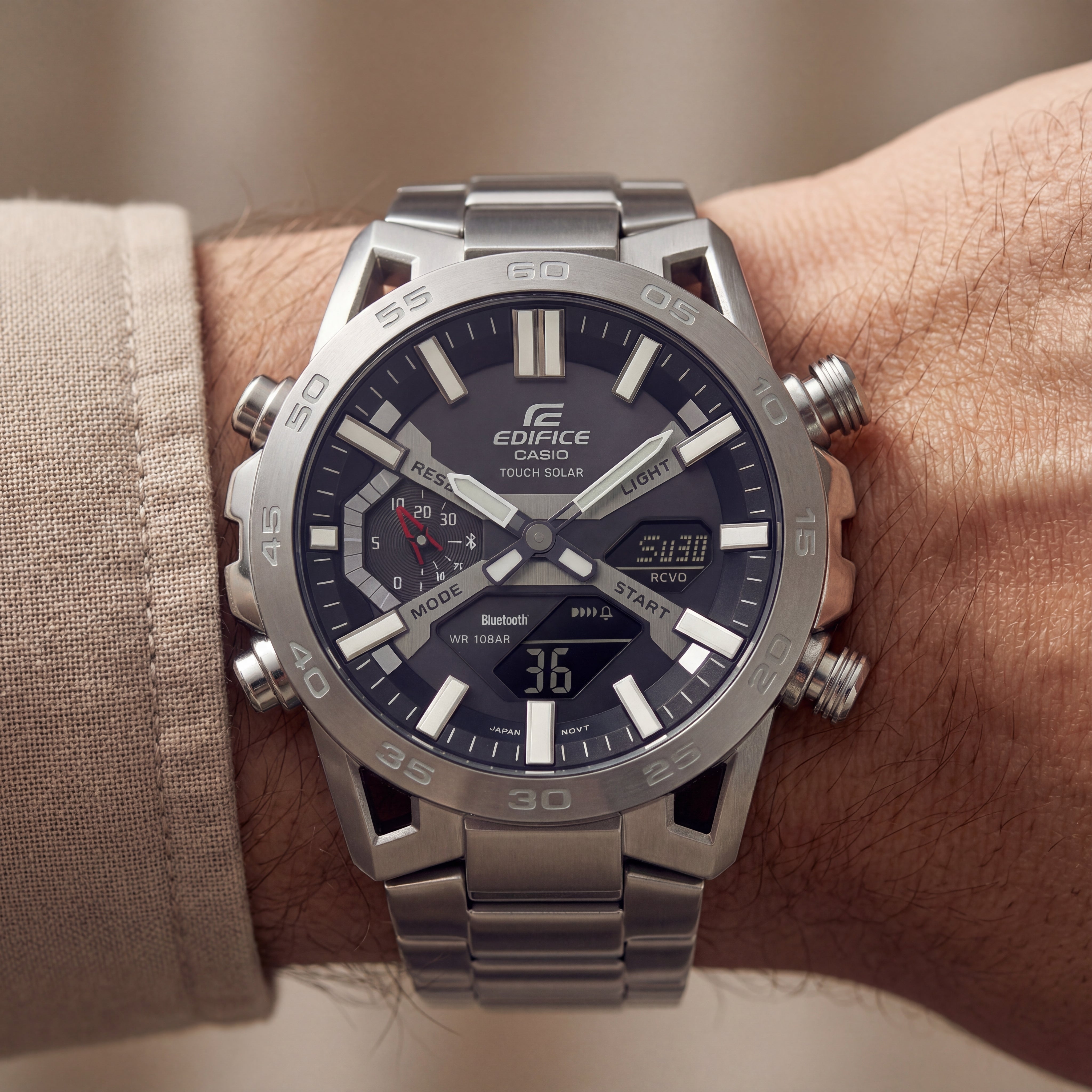 Titanium Grey Hybrid Solar Chrono Sports Watch
