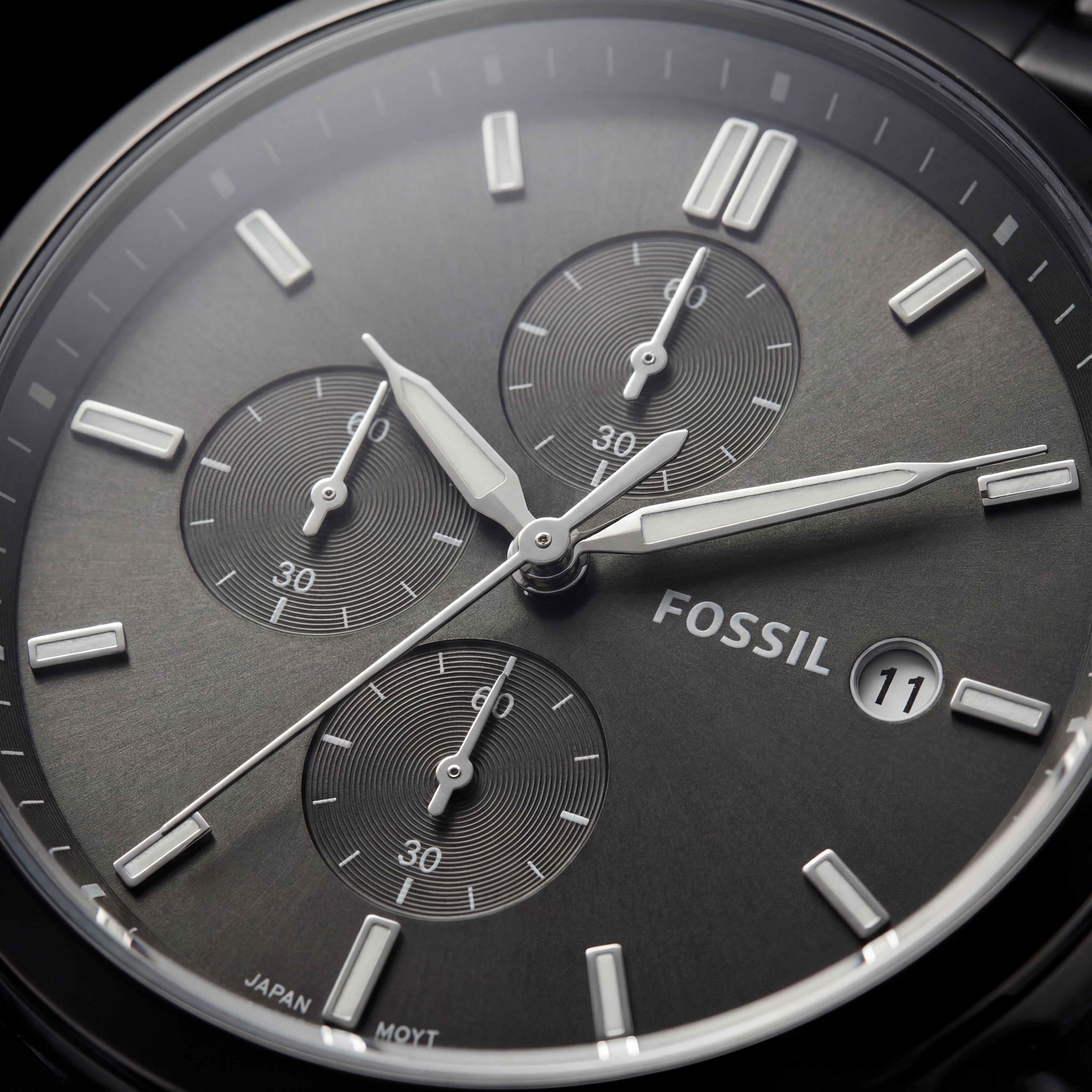Matte Black Minimal Chronograph Stainless Steel Watch