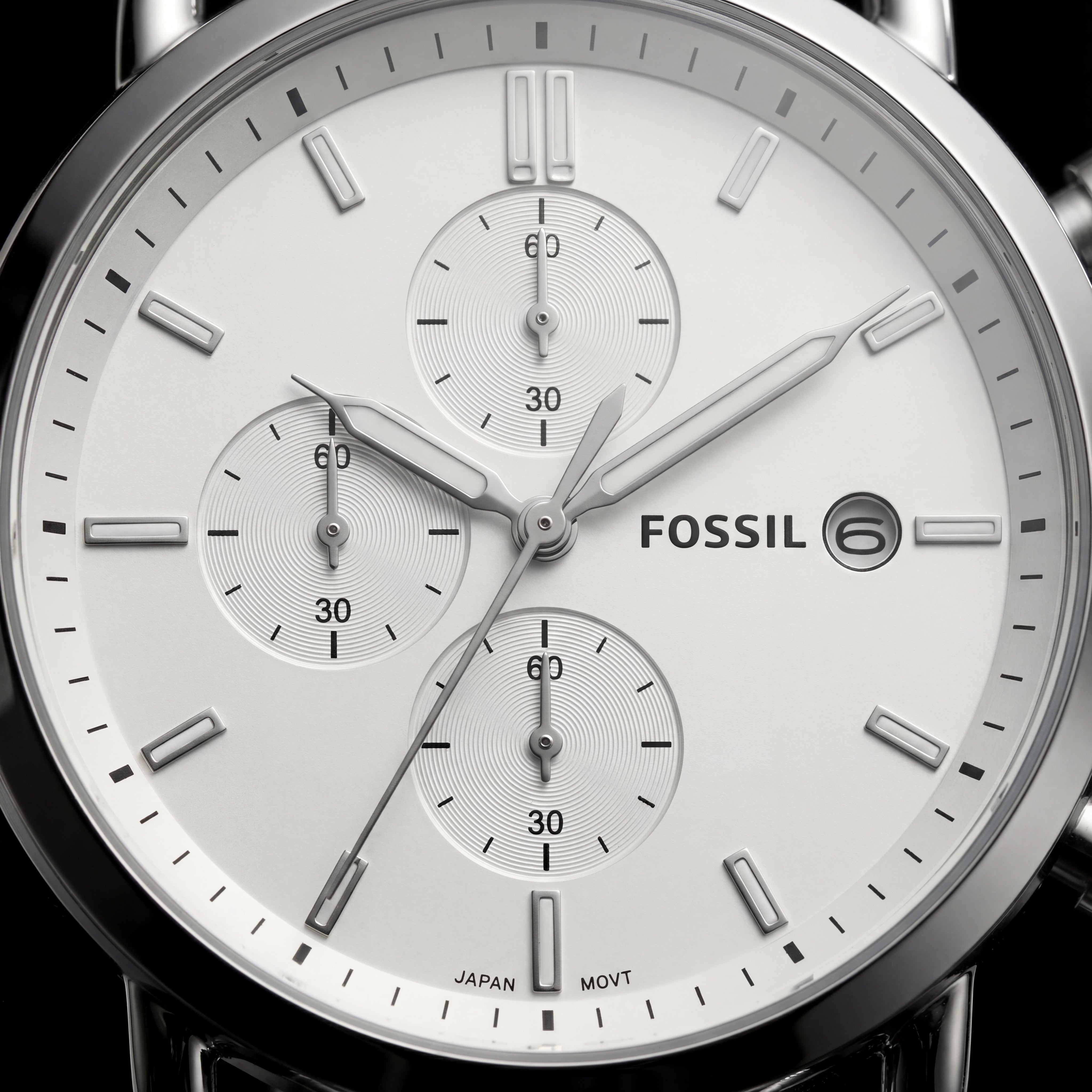 Classic Silver White Dial Stainless Steel Chronograph Watch