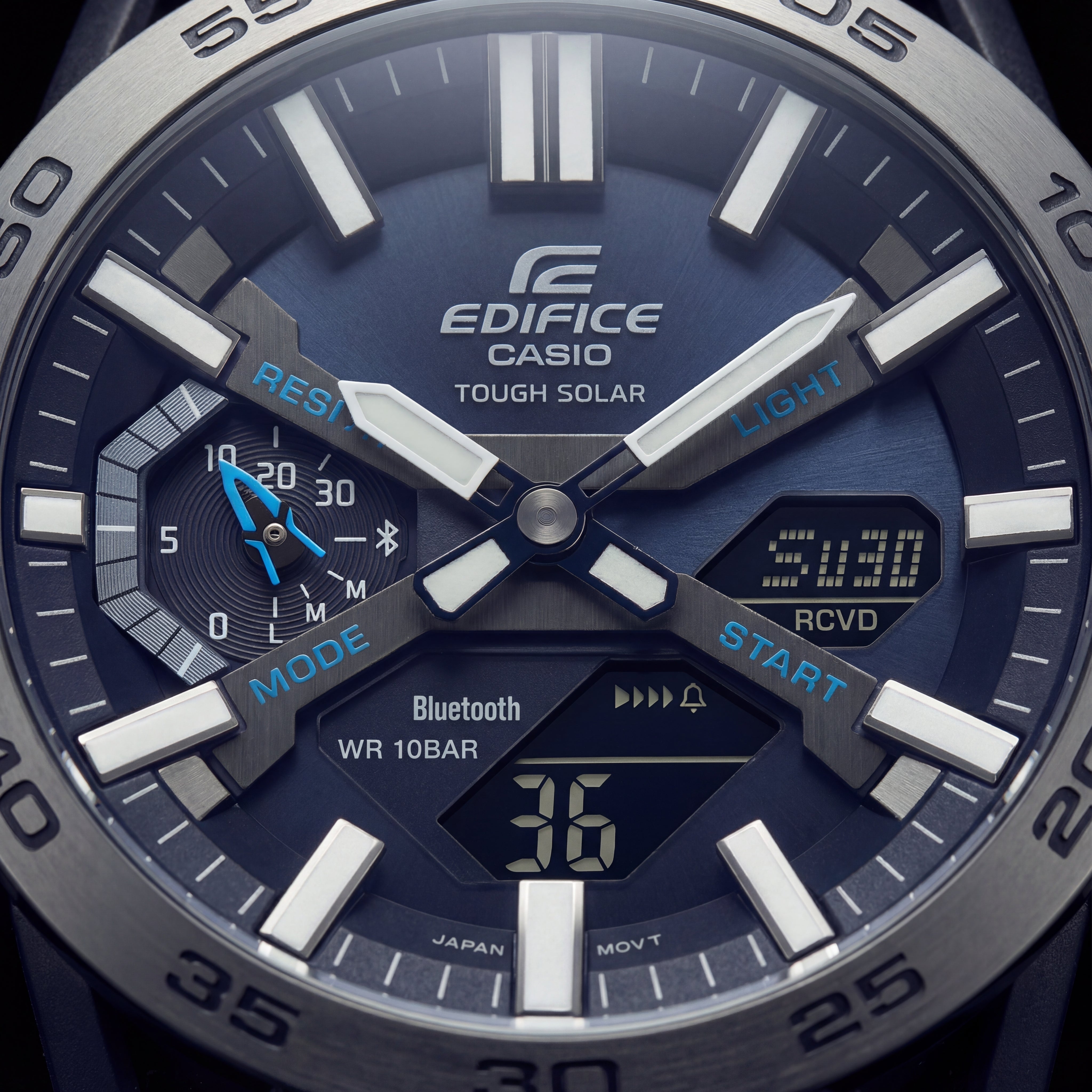 Carbon Black Solar Chrono Digital-Analog Sports Watch