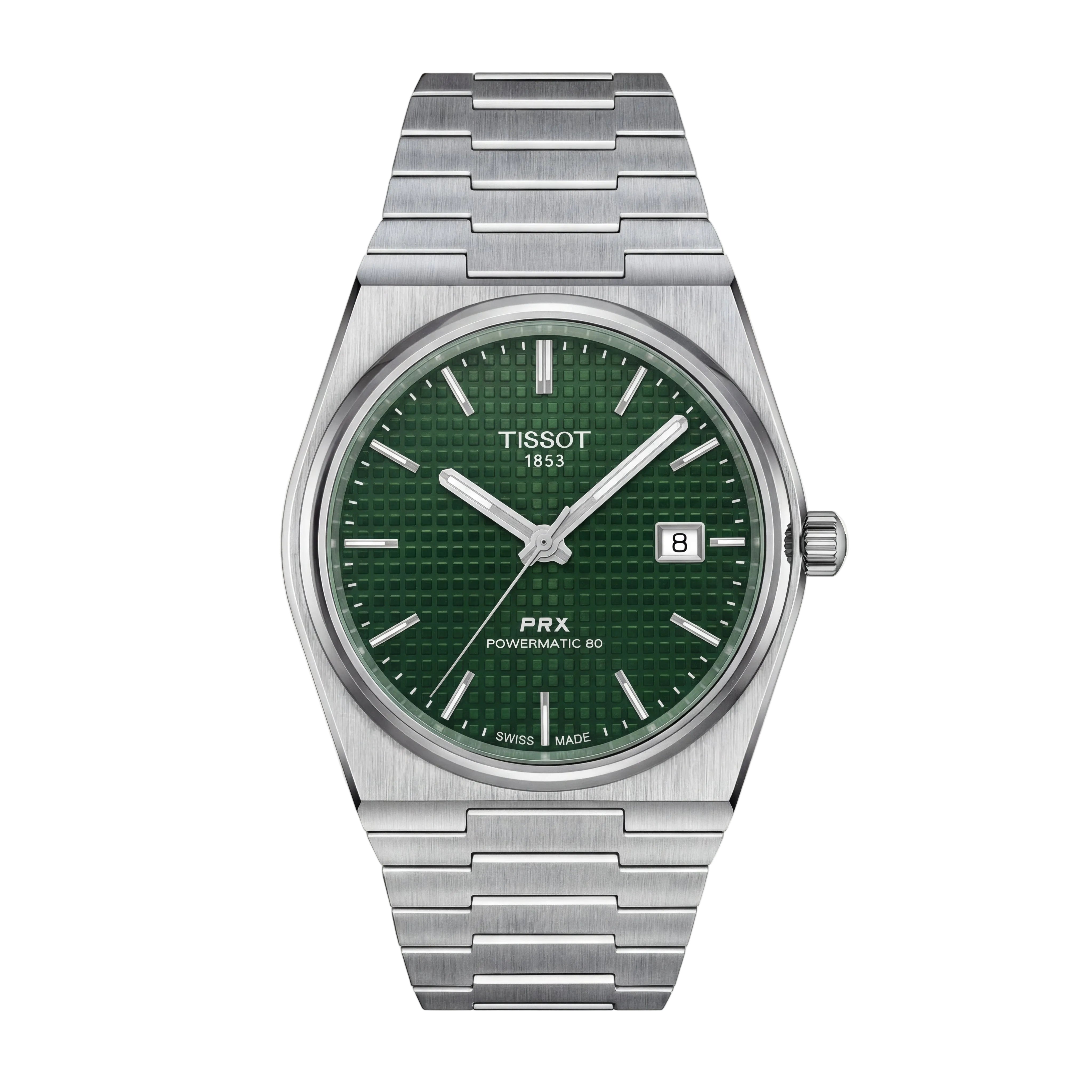 Centrix Emerald Green Waffle Dial Silver Watch