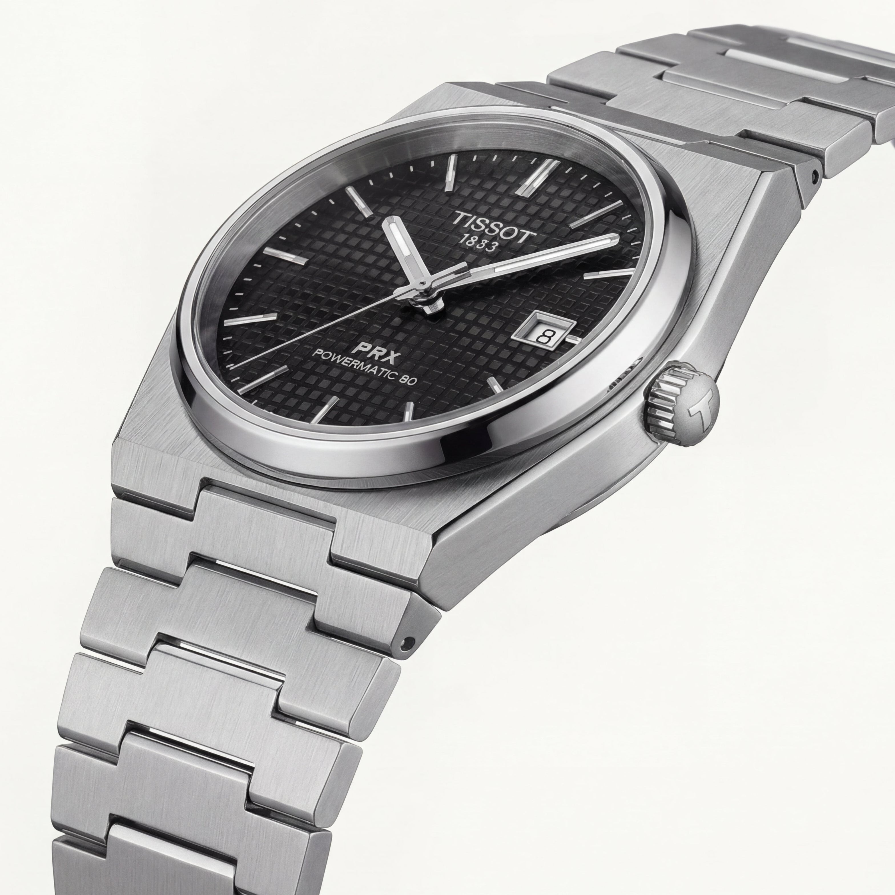 Centrix Black Waffle Dial Automatic Silver Watch