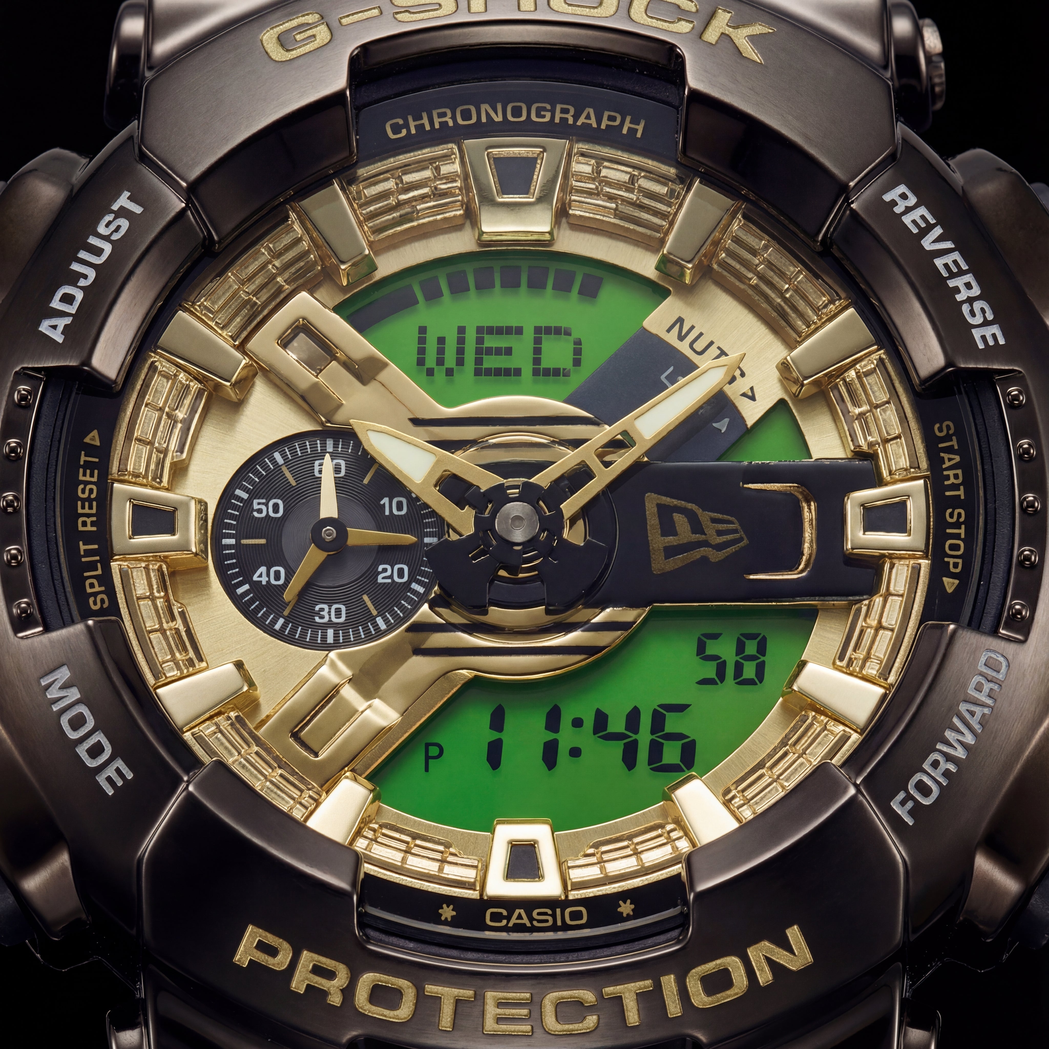 Gold Accent Hybrid Chronograph Tactical Sports Watch