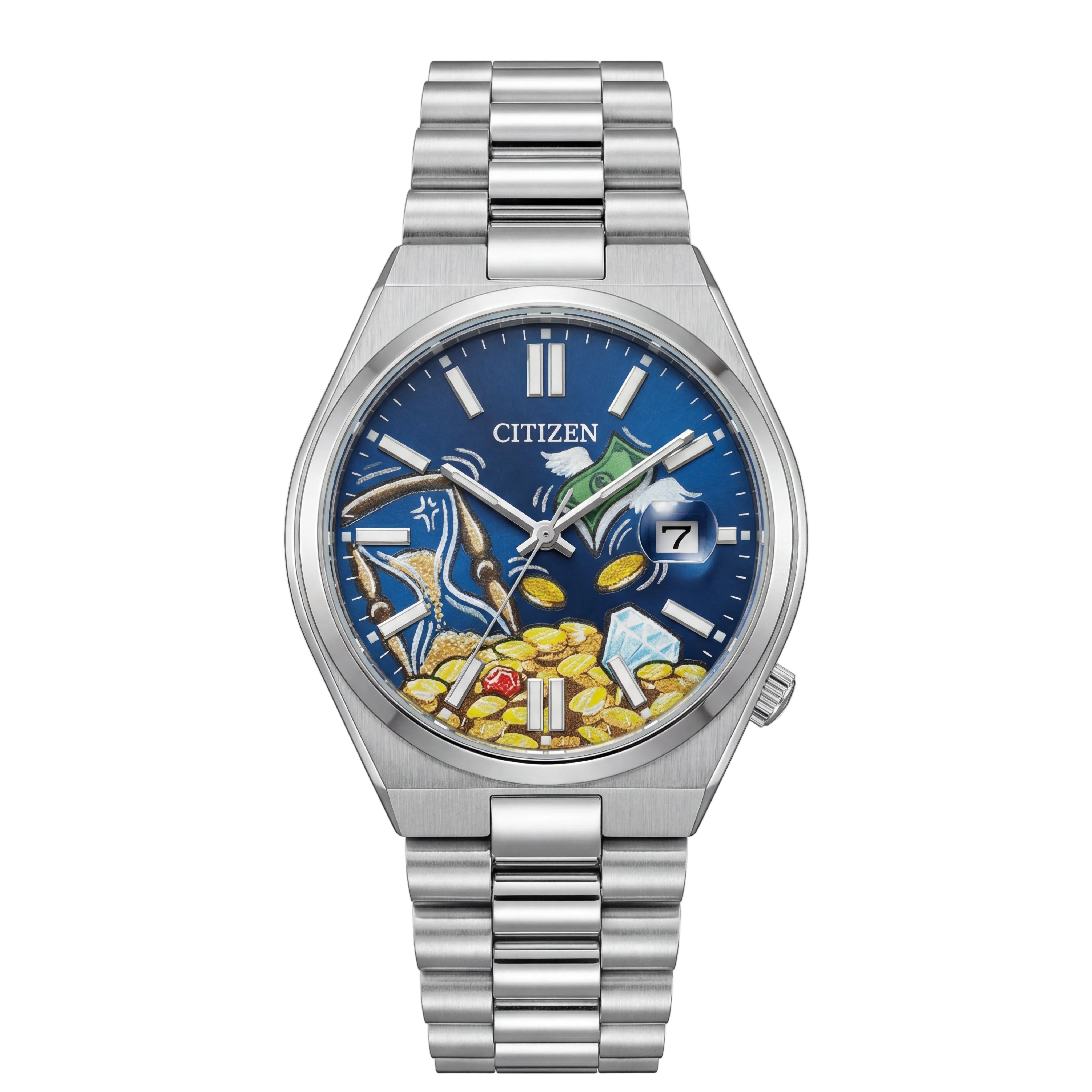 Blue Artistic Fortune Dial Men’s Stainless Steel Watch