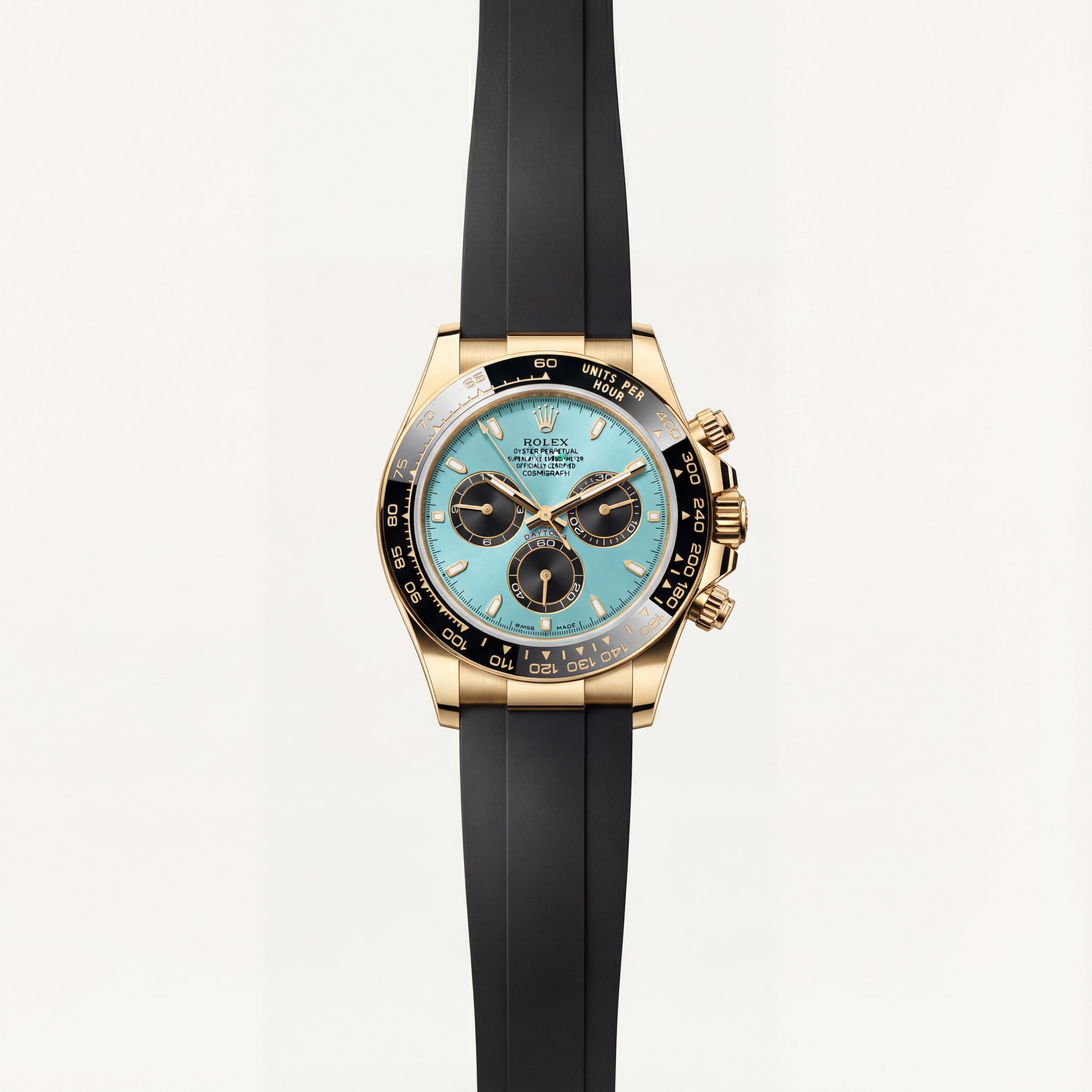 Turquoise Gold Chronograph Rubber Strap Men’s Watch