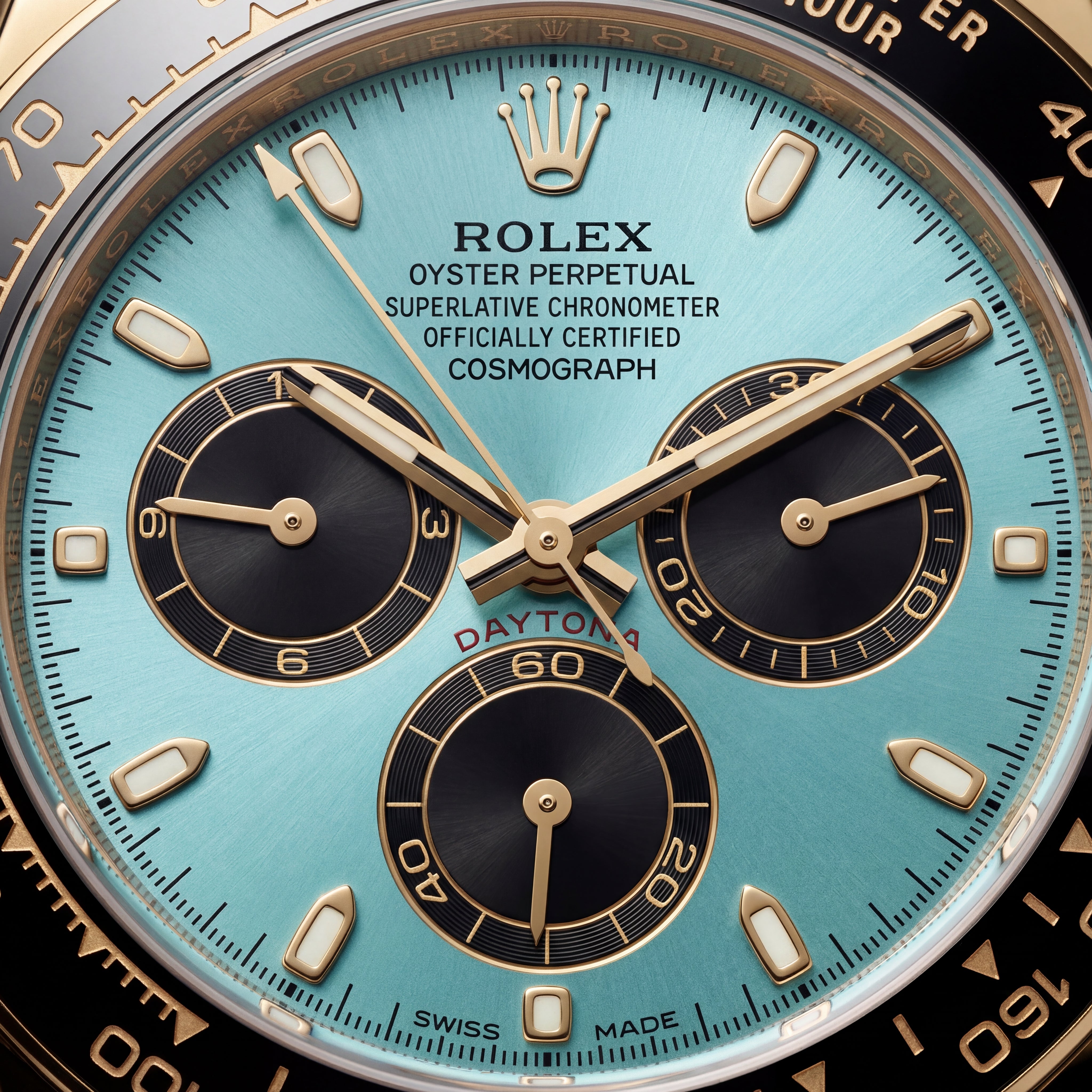 Turquoise Gold Chronograph Rubber Strap Men’s Watch