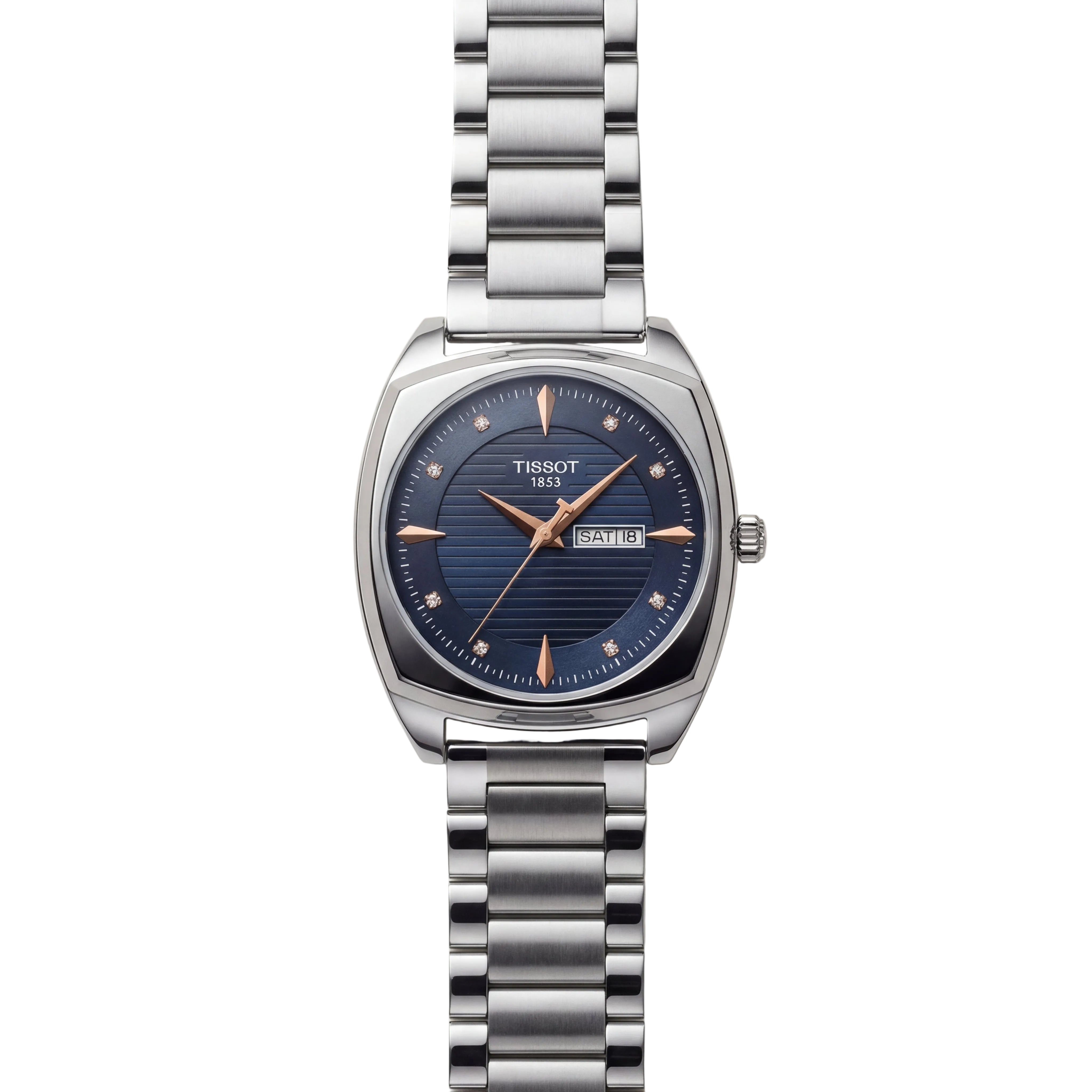 Navy Blue Diamond Index Day-Date Men’s Watch