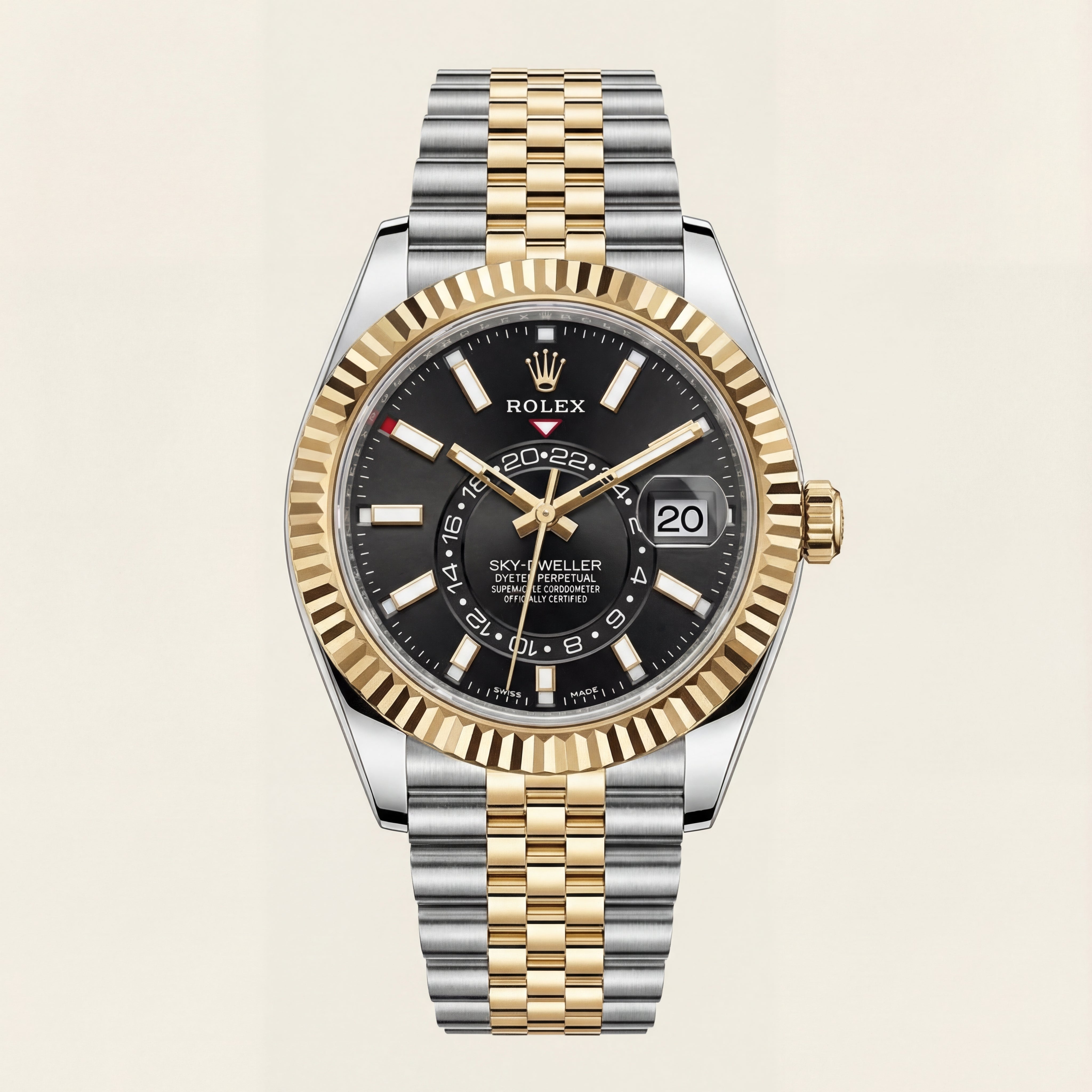 Premium Dual-Tone Luxury Automatic Watch with Black Dial