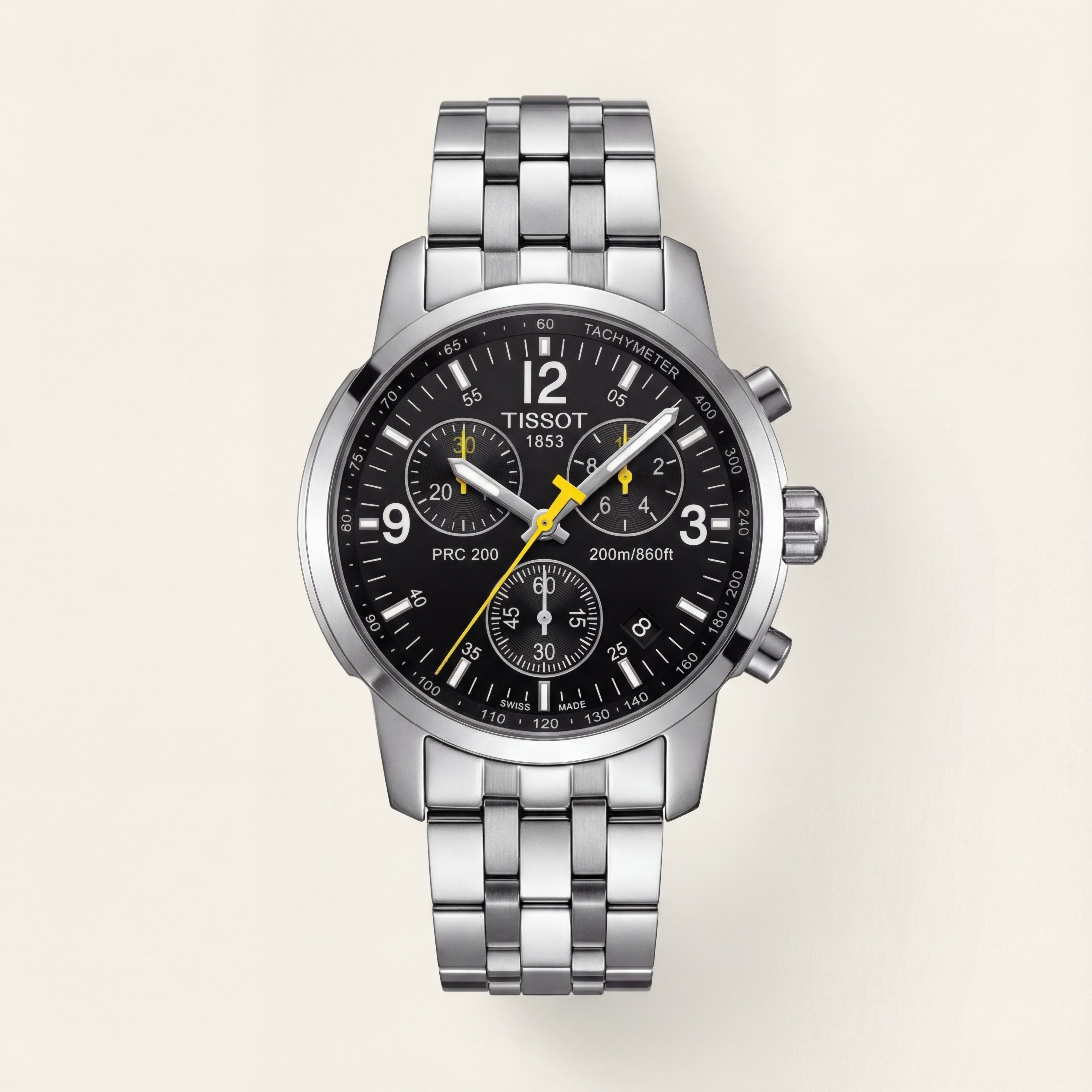 Men’s Premium Chronograph Stainless Steel Watch with Black Dial