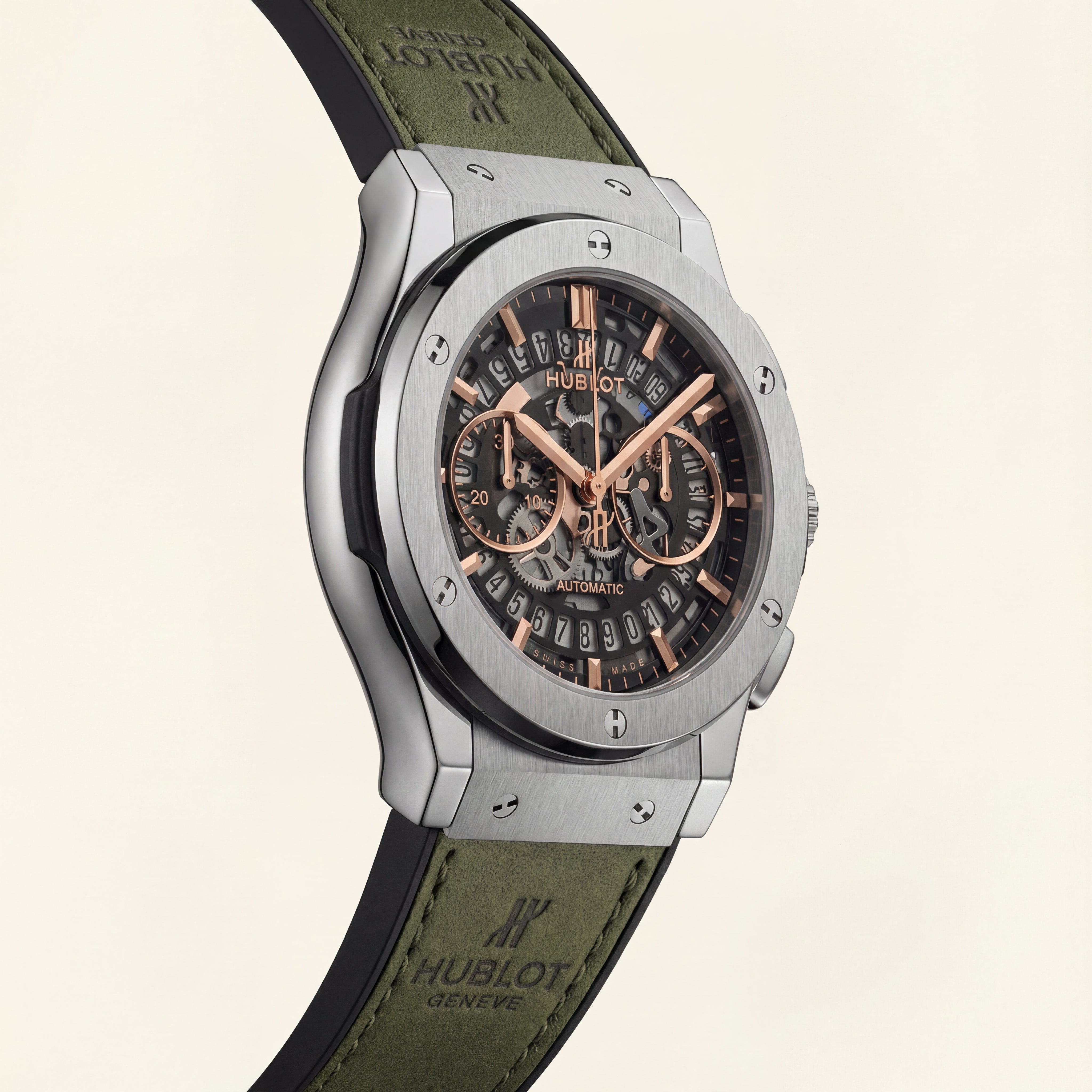 Green Skeleton Chronograph Watch – Premium Leather Strap Edition