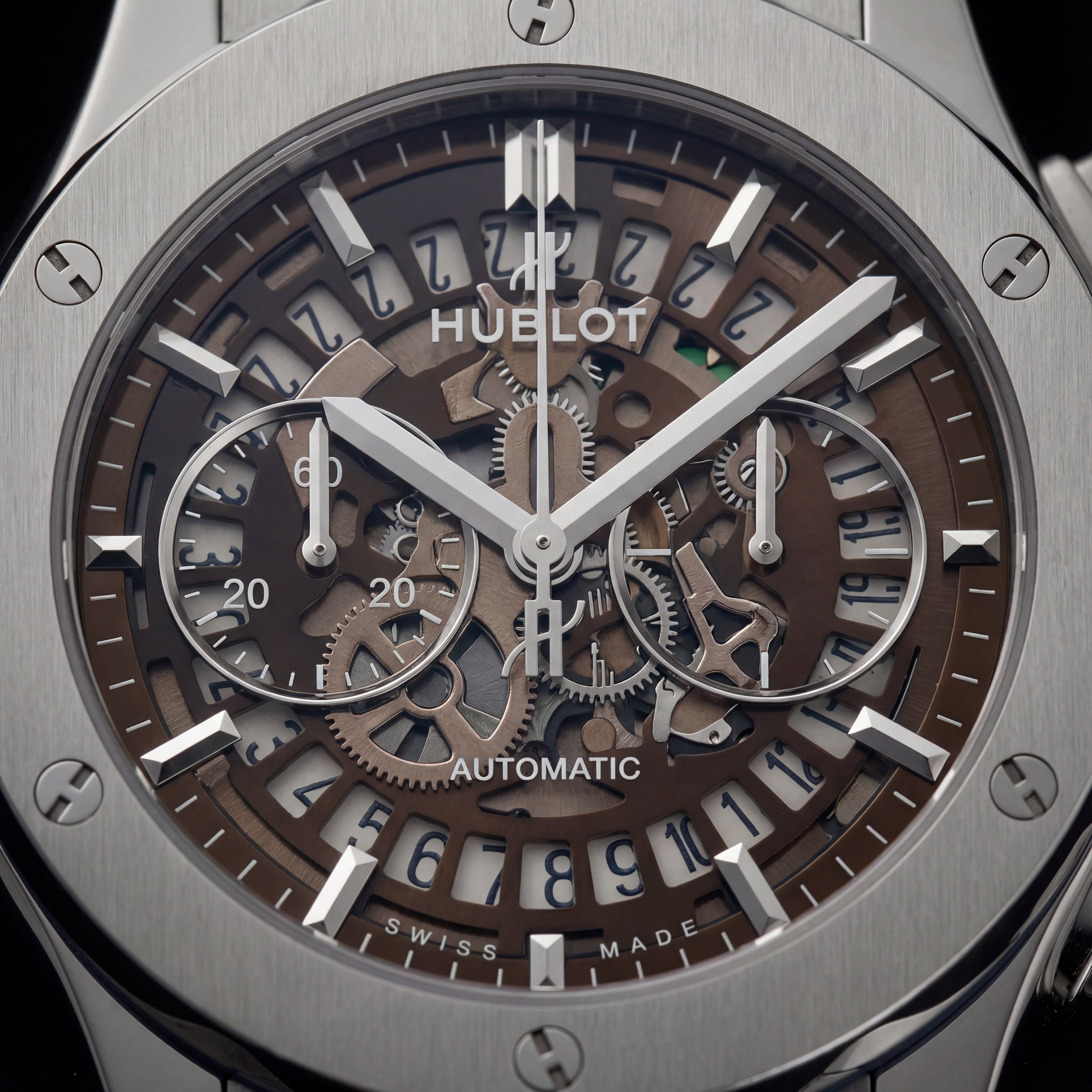 Skeleton Chronograph Watch – Grey Steel Case with Blue Strap