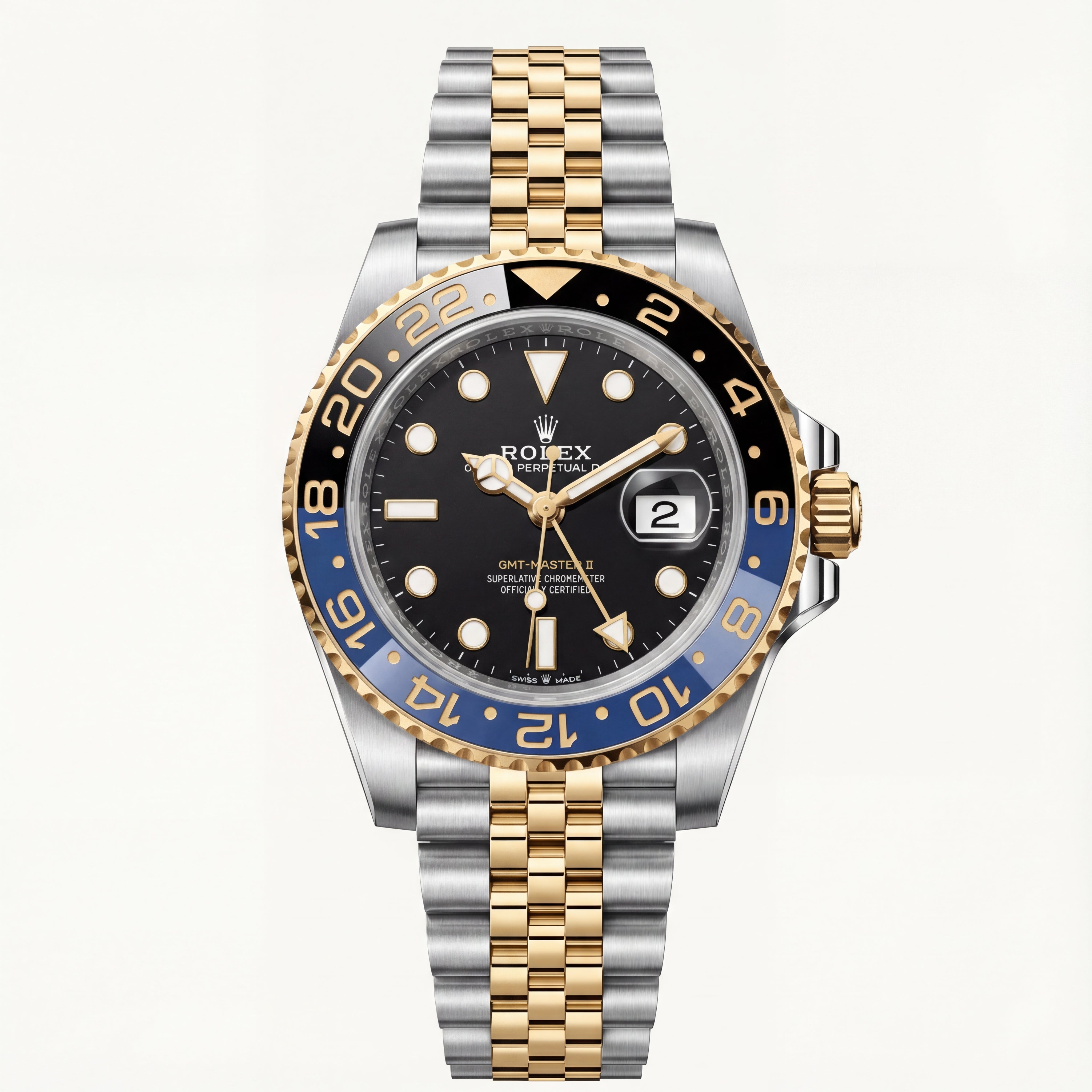 Dual-Tone Steel & Gold GMT Watch – Black Dial Blue Bezel Edition see more
