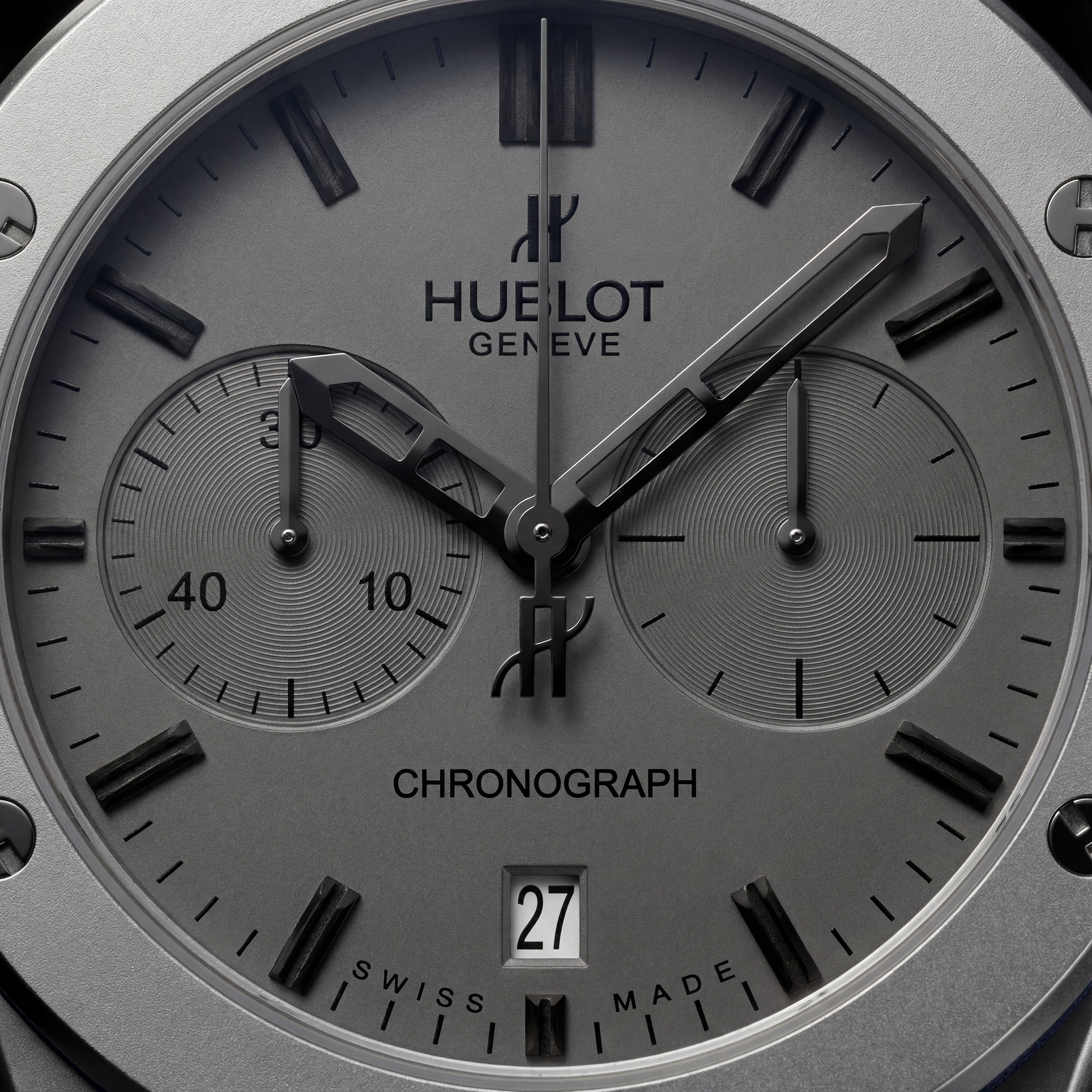 Steel Chronograph Watch – Grey Dial with Blue Leather Strap